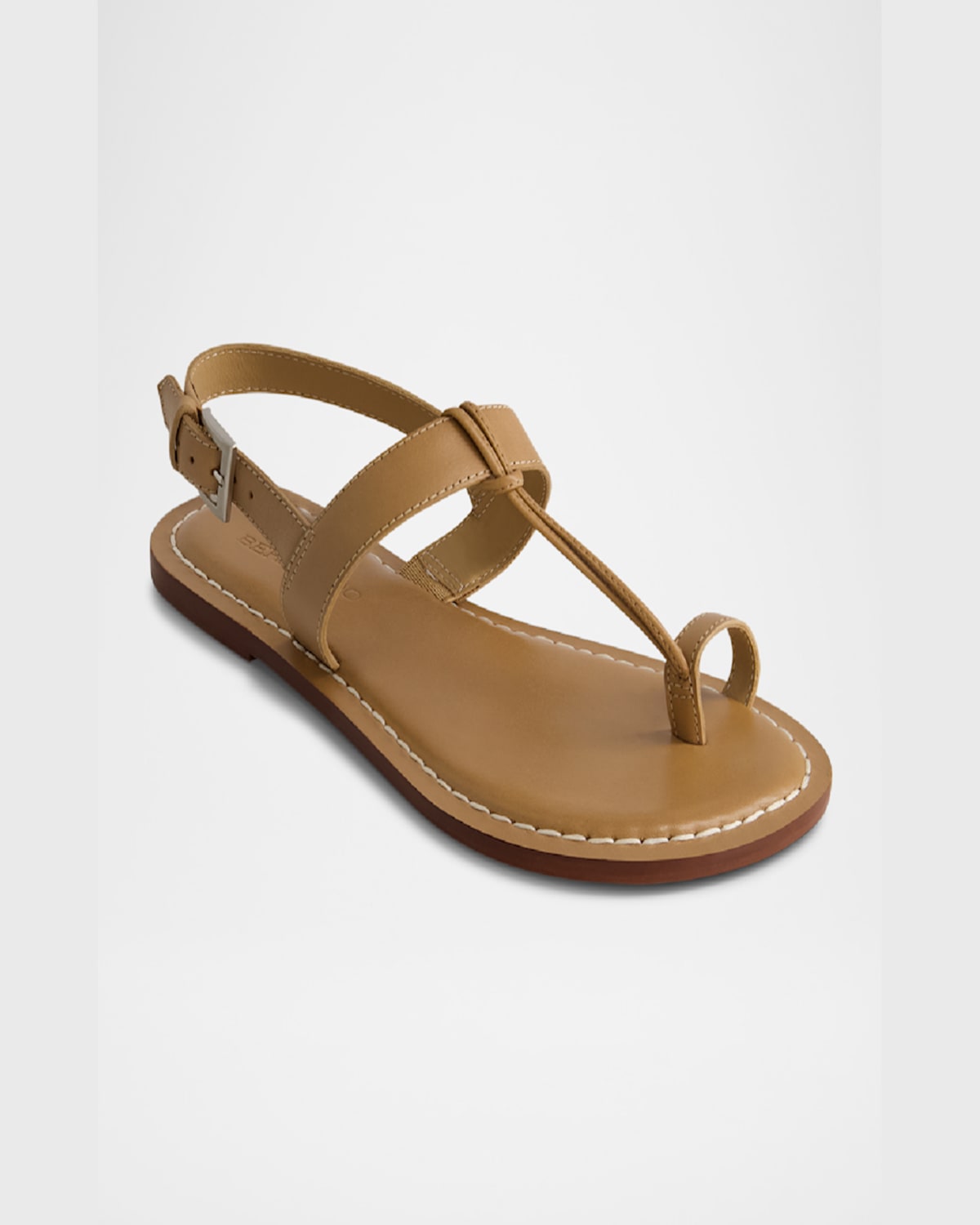 Shop Bernardo Calfskin T-strap Slingback Sandals In Sand Antique Calf