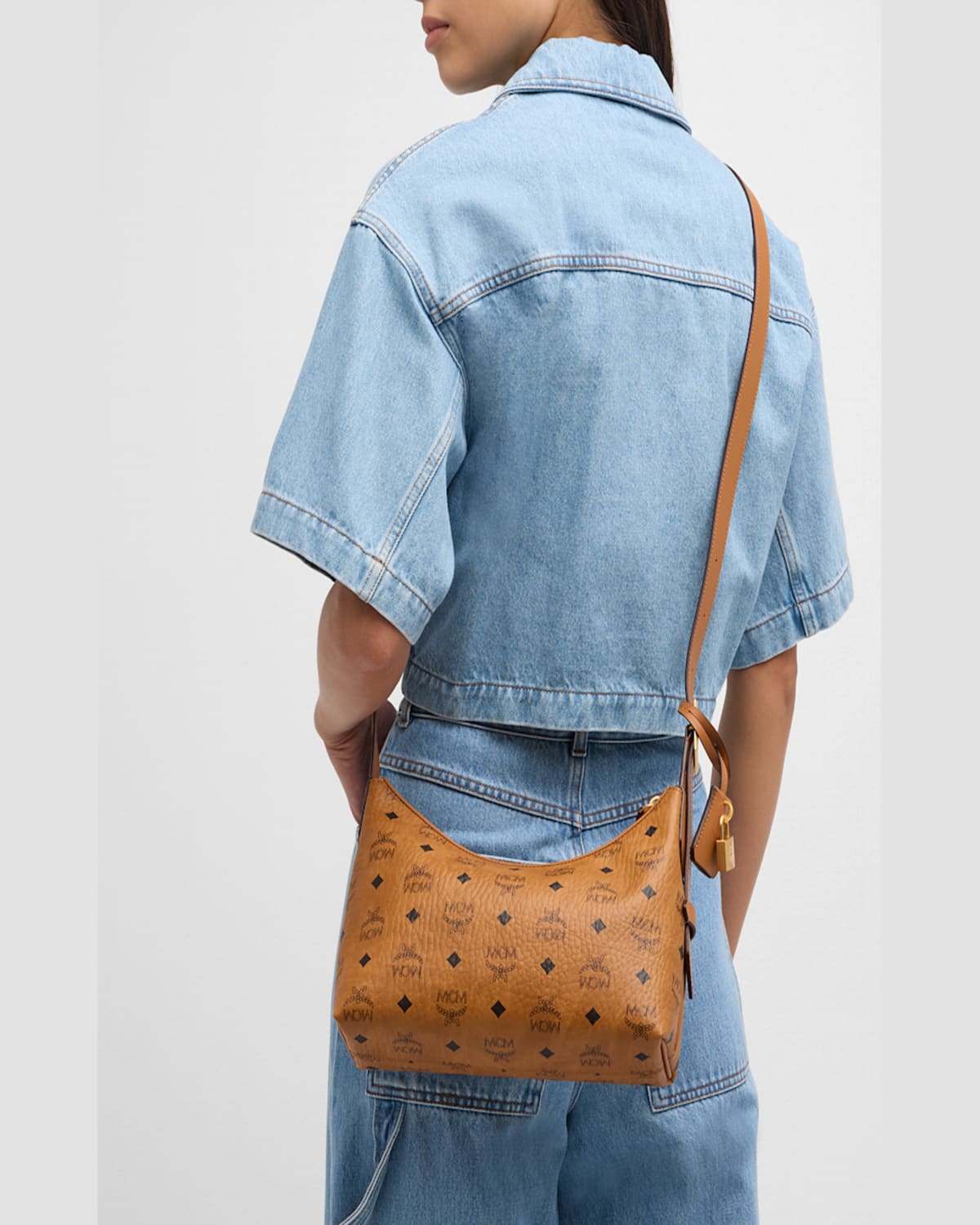 Mcm Aren Visetos Monogram Hobo Bag In Pink