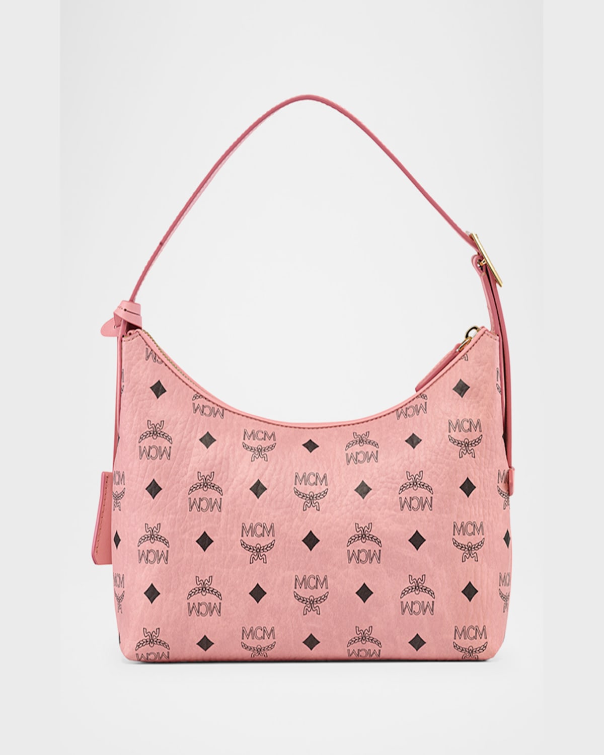 Mcm Aren Visetos Monogram Hobo Bag In Pink