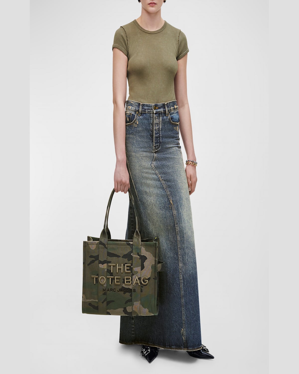 Marc Jacobs The Camo Jacquard Large Tote Bag In Blue Multi