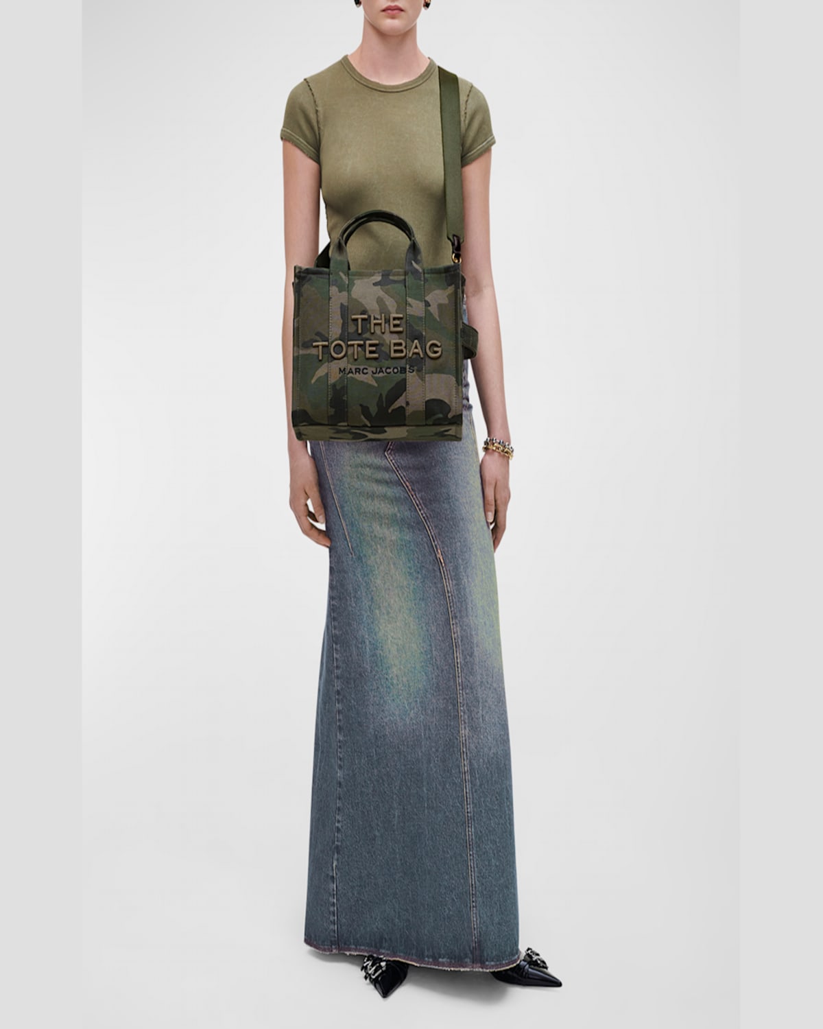 Marc Jacobs The Medium Tote Bag Camouflage In Blue In Multi