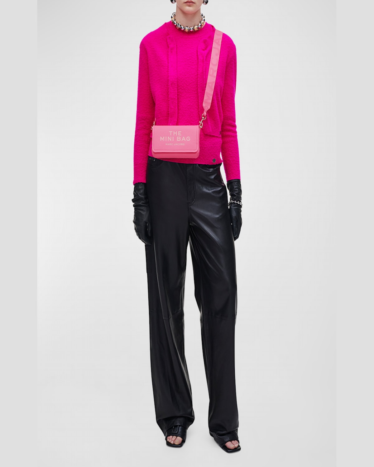 Marc Jacobs The Mini Leather Logo Crossbody In Ribbon Pink