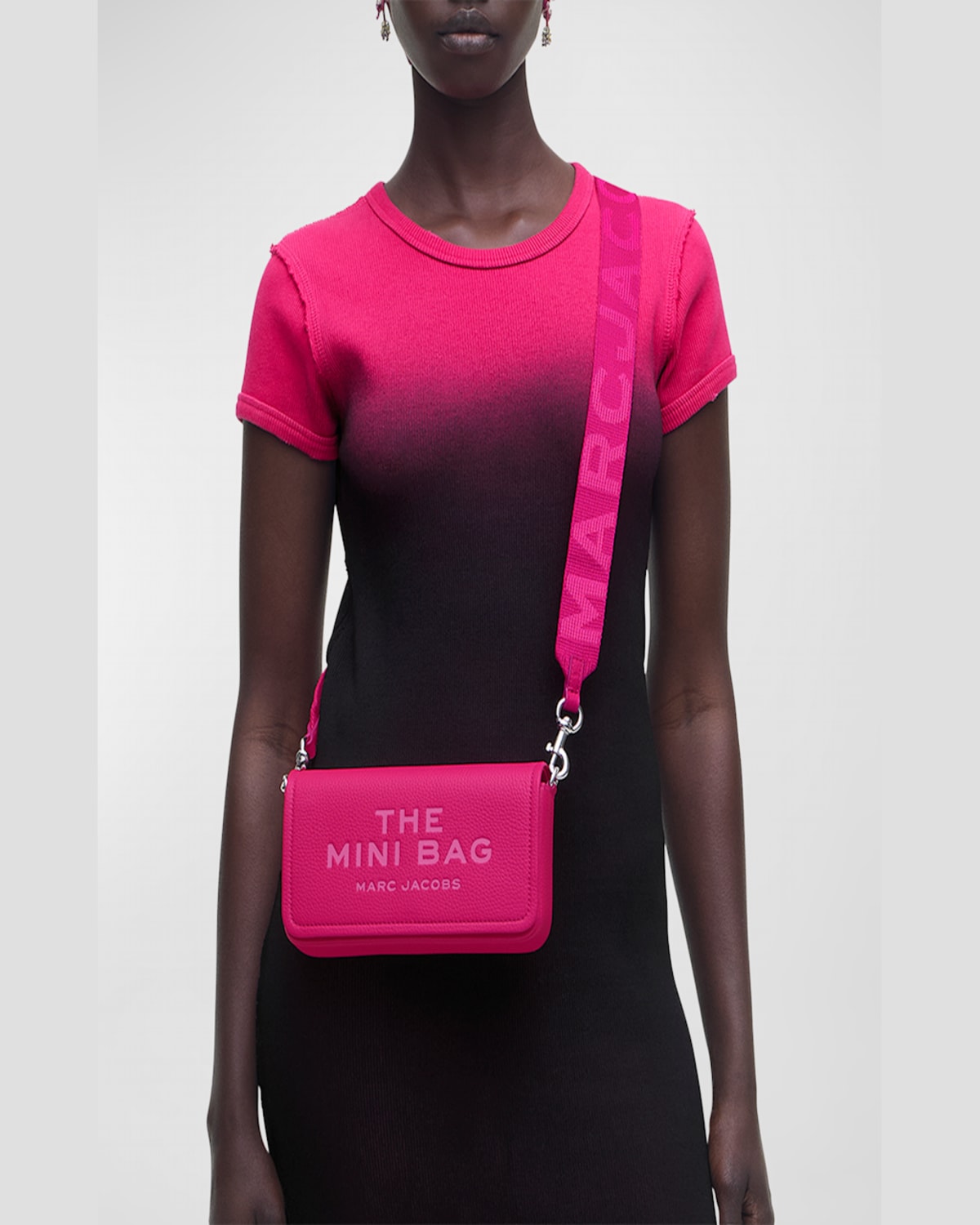 Marc Jacobs The Mini Leather Logo Crossbody In Ribbon Pink