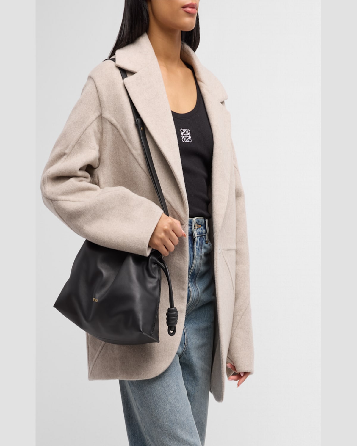 Loewe Flamenco Medium Clutch Bag In Napa Leather In Sea Salt