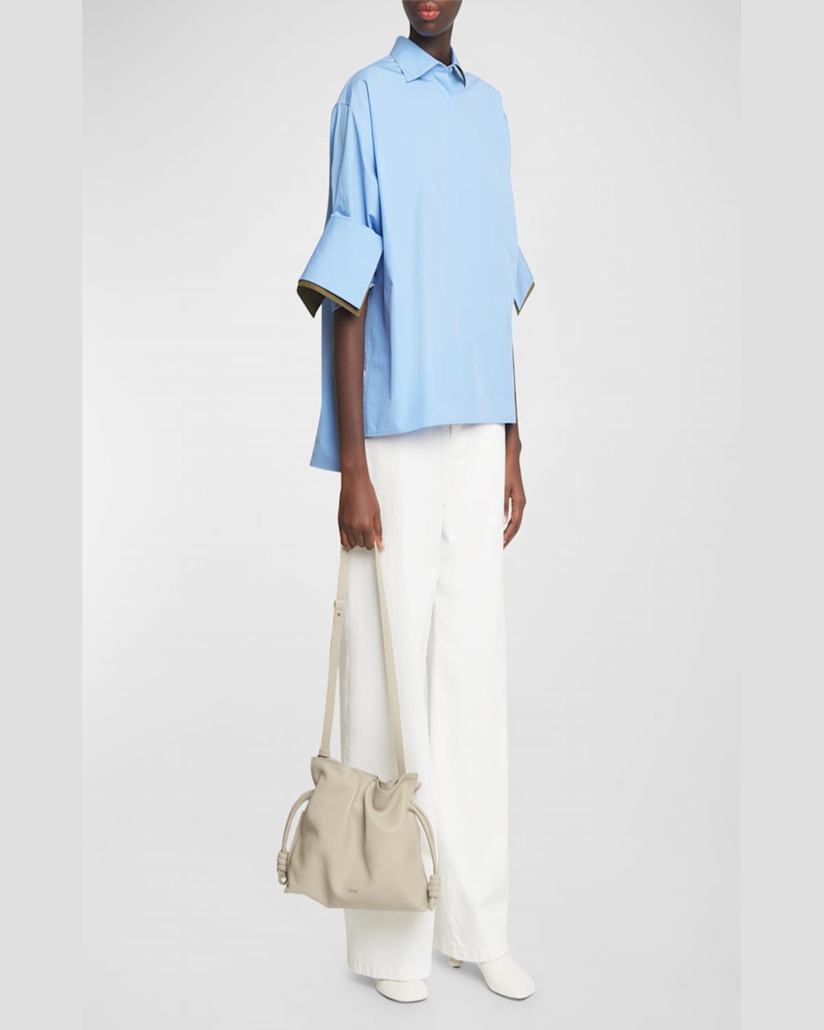 Loewe Flamenco Medium Clutch Bag In Napa Leather In Sea Salt