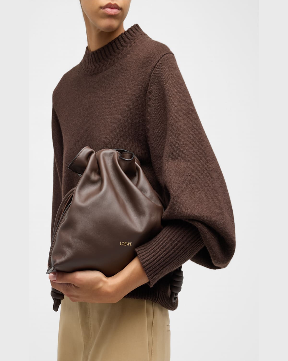 Shop Loewe Flamenco Medium Clutch Bag In Napa Leather In Chocolate