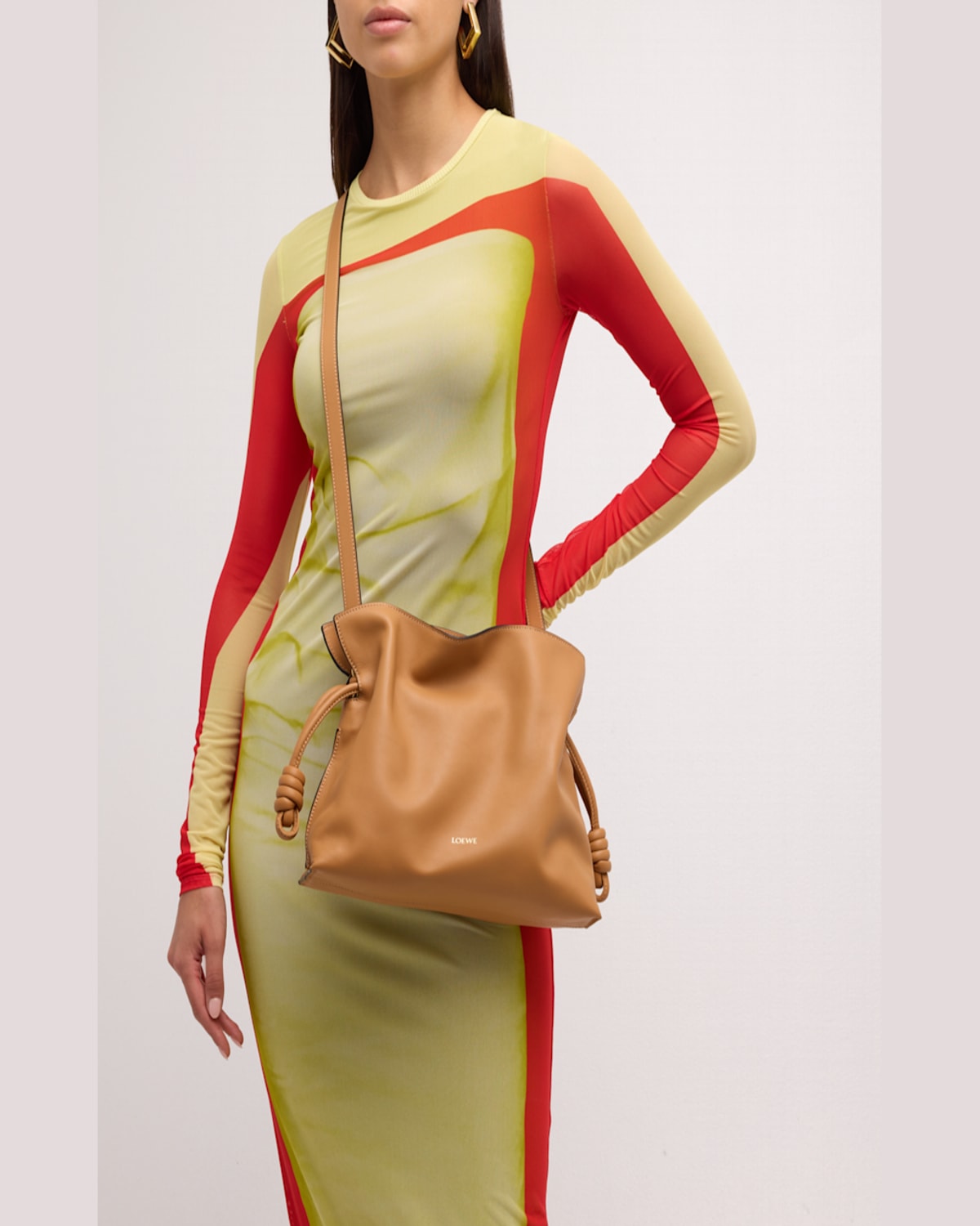 Loewe Flamenco Medium Clutch Bag In Napa Leather In Dark Khaki Green