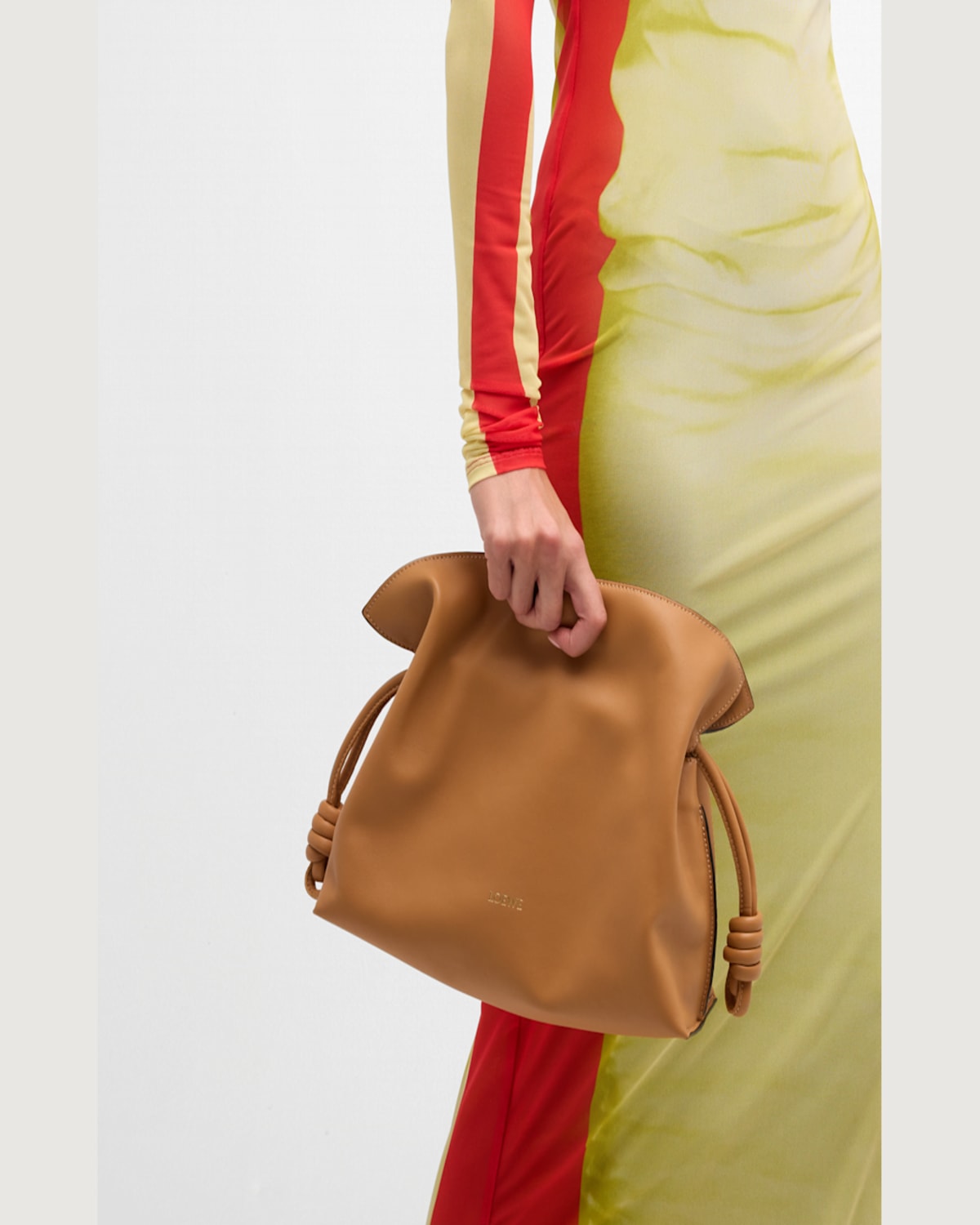 Loewe Flamenco Medium Clutch Bag In Napa Leather In Dark Khaki Green