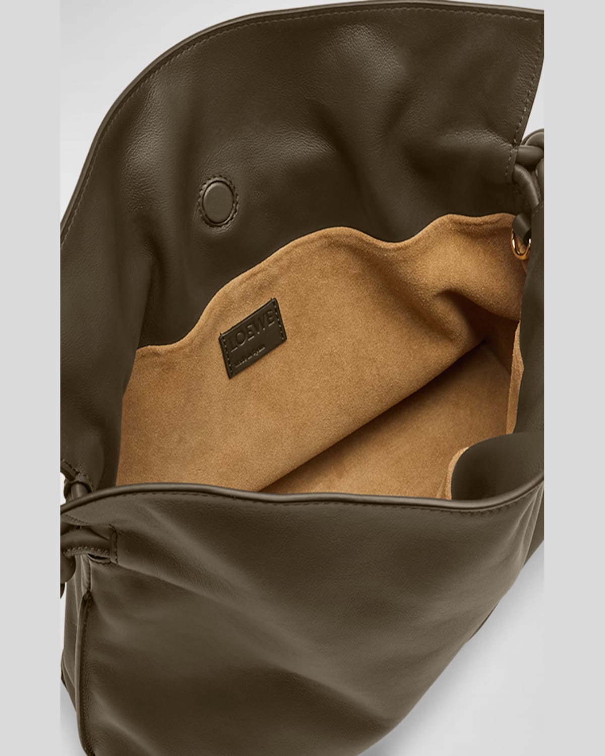 Loewe Flamenco Medium Clutch Bag In Napa Leather In Dark Khaki Green