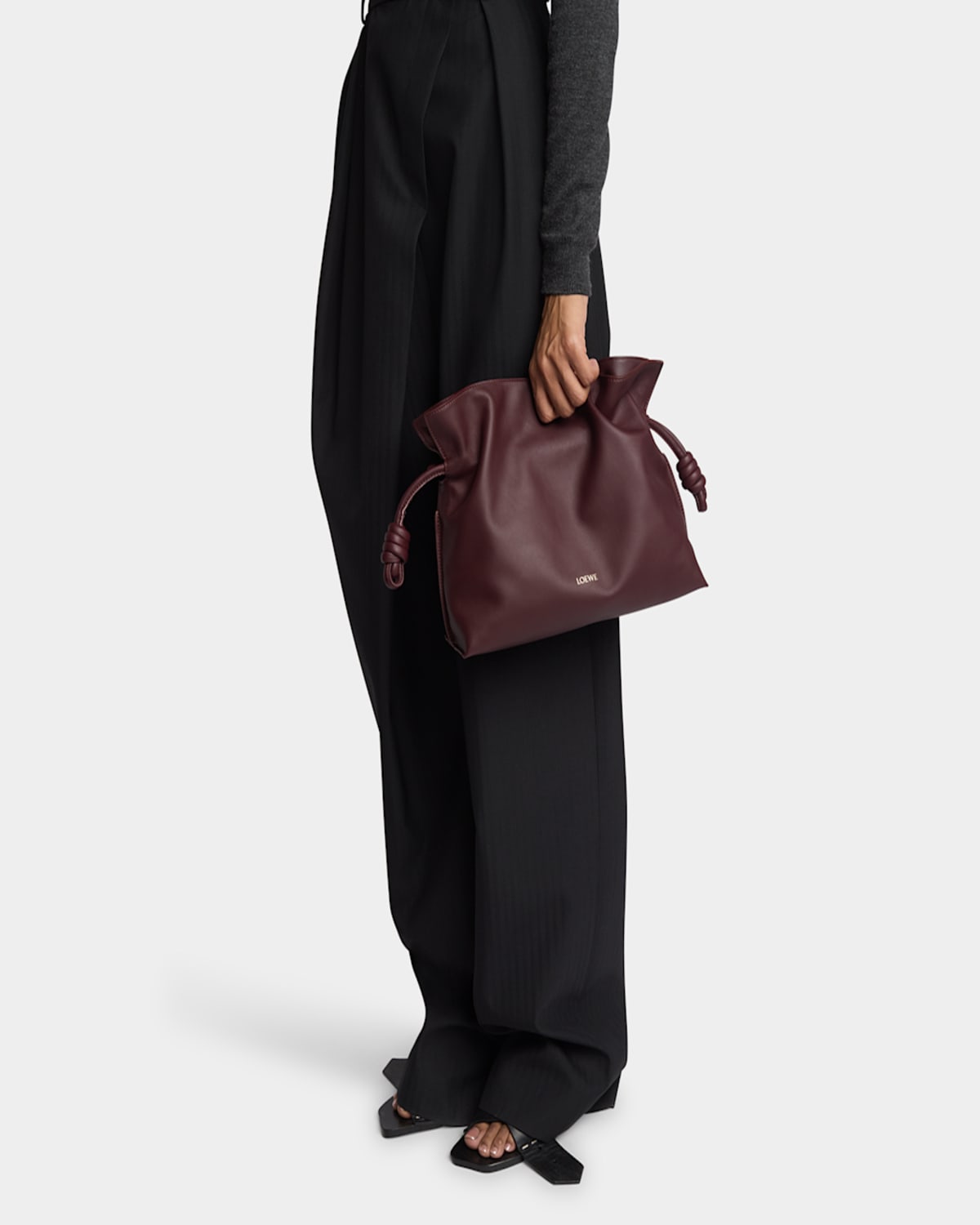 Loewe Flamenco Medium Clutch Bag In Napa Leather In Dark Burgundy