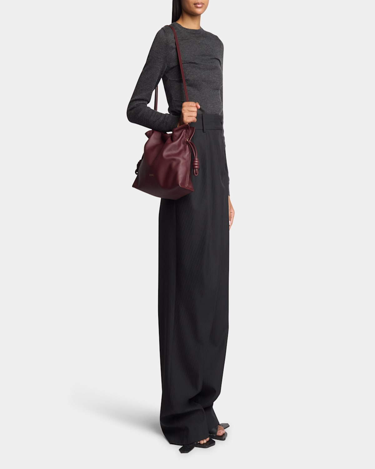 Loewe Flamenco Medium Clutch Bag In Napa Leather In Dark Burgundy