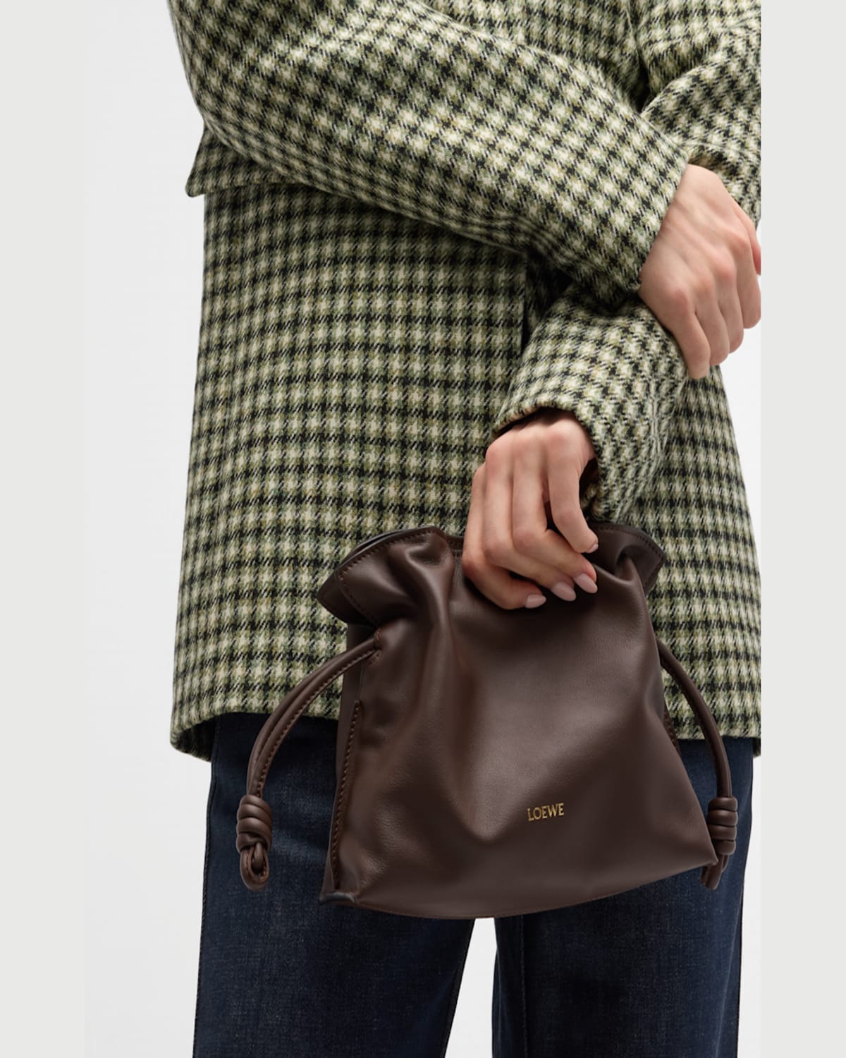 Loewe Flamenco Mini Clutch Bag In Napa Leather In Clay Green