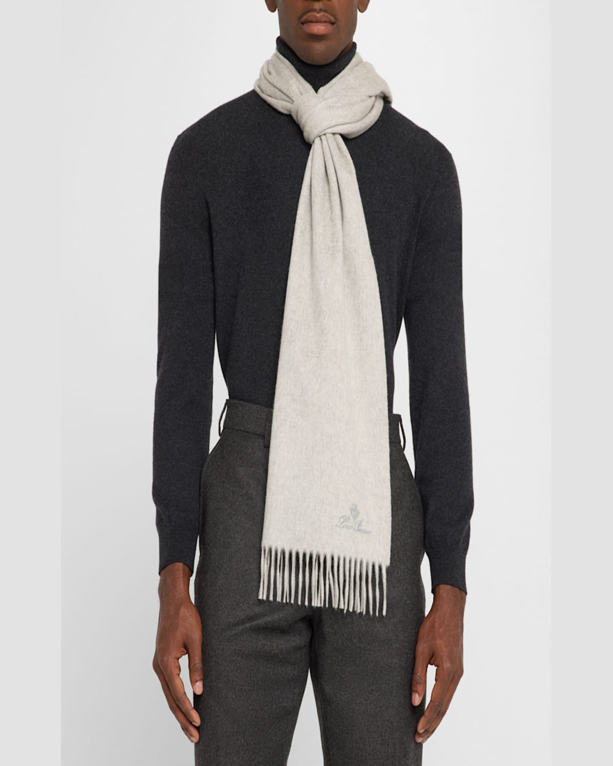 Loro Piana Men's Grande Unita Cashmere Scarf In Silver Marble Melange