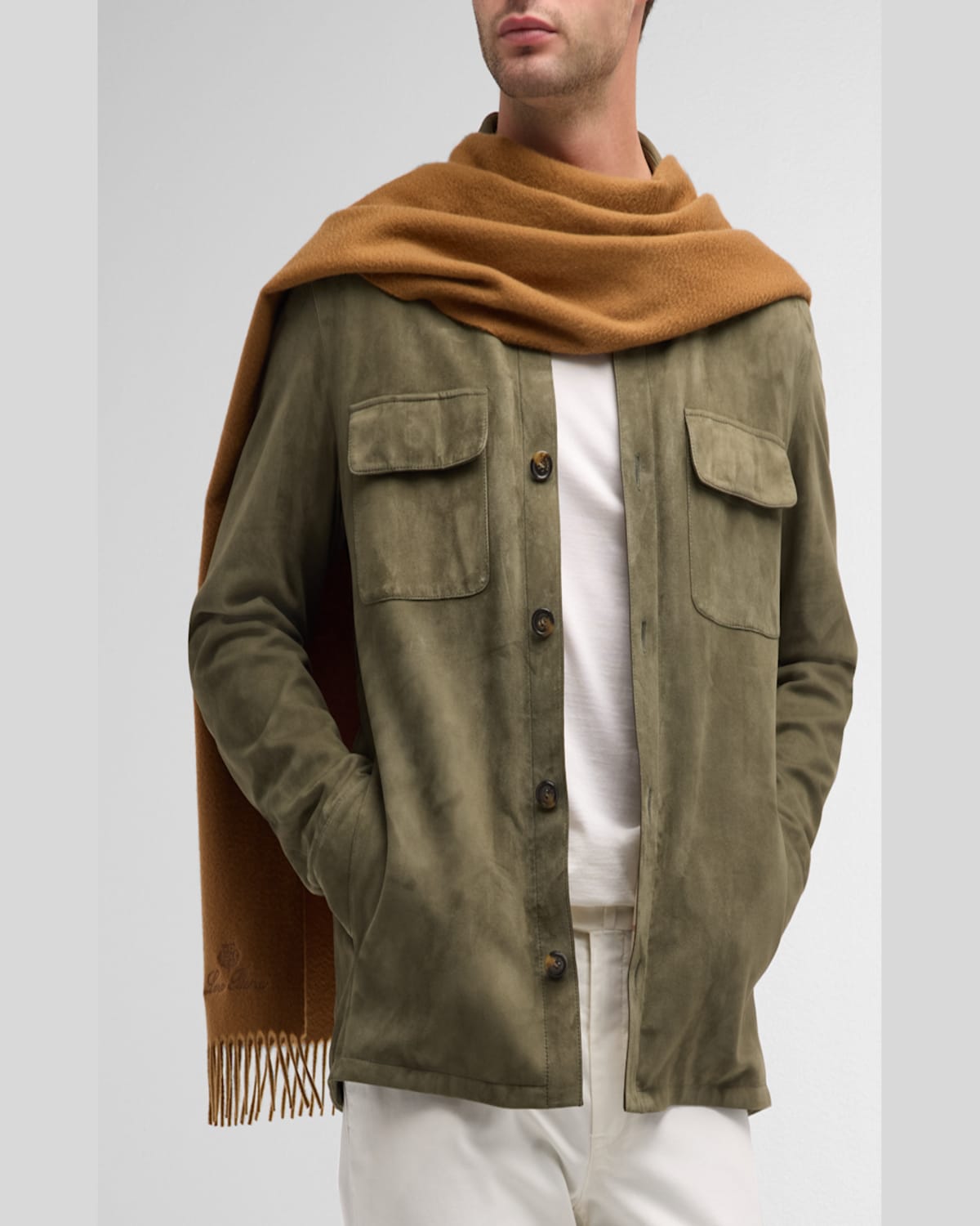 Loro Piana Men's Grande Unita Cashmere Scarf In Camel