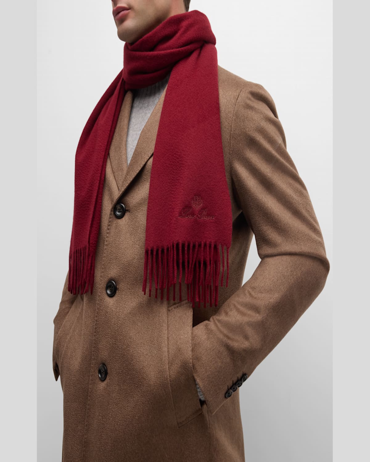 Loro Piana Men's Grande Unita Cashmere Scarf In Silver Marble Melange