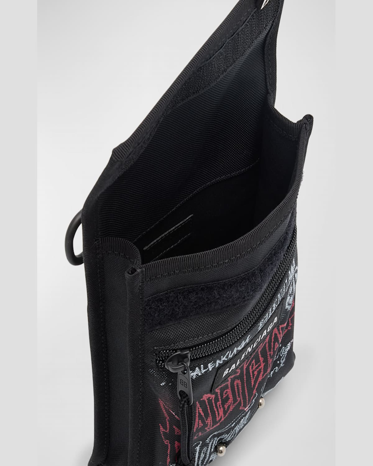 Balenciaga Men's Explorer Diy Metal Allover Small Pouch With Strap In 1000 Black