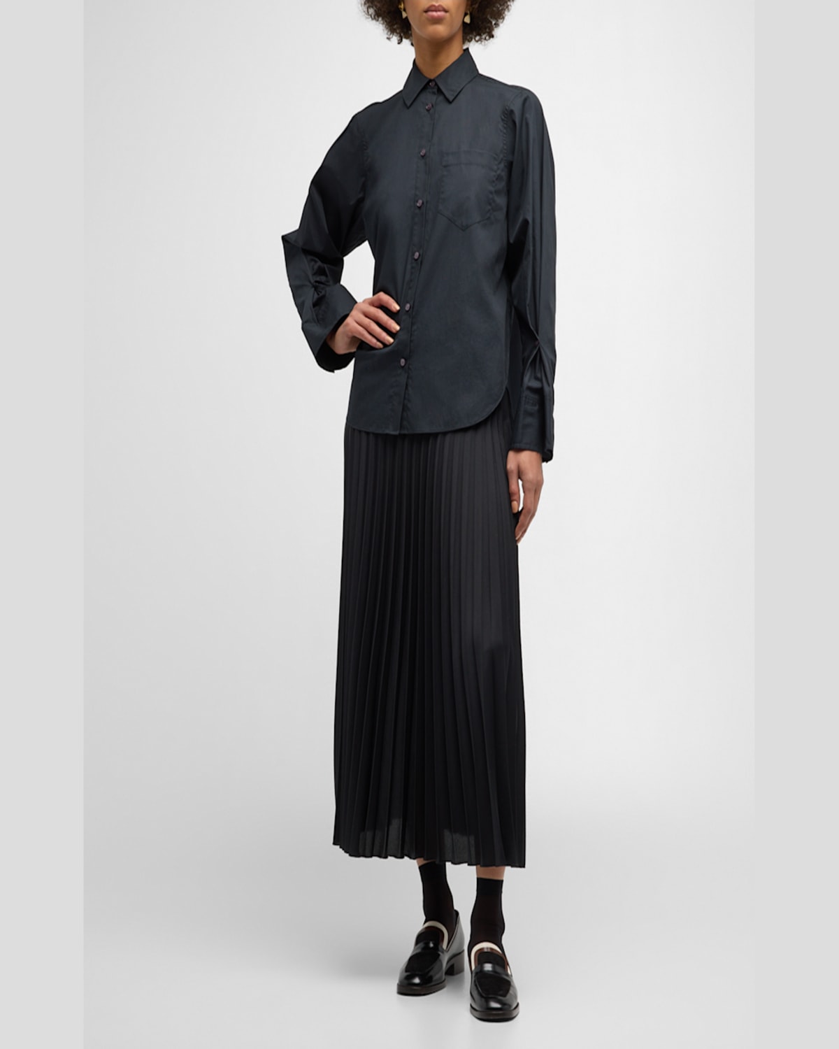 Derek Lam 10 Crosby Women's Boxy High-low Cotton Shirt In Black
