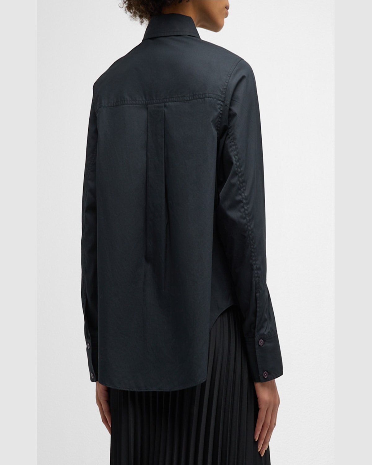 Derek Lam 10 Crosby Women's Boxy High-low Cotton Shirt In Black