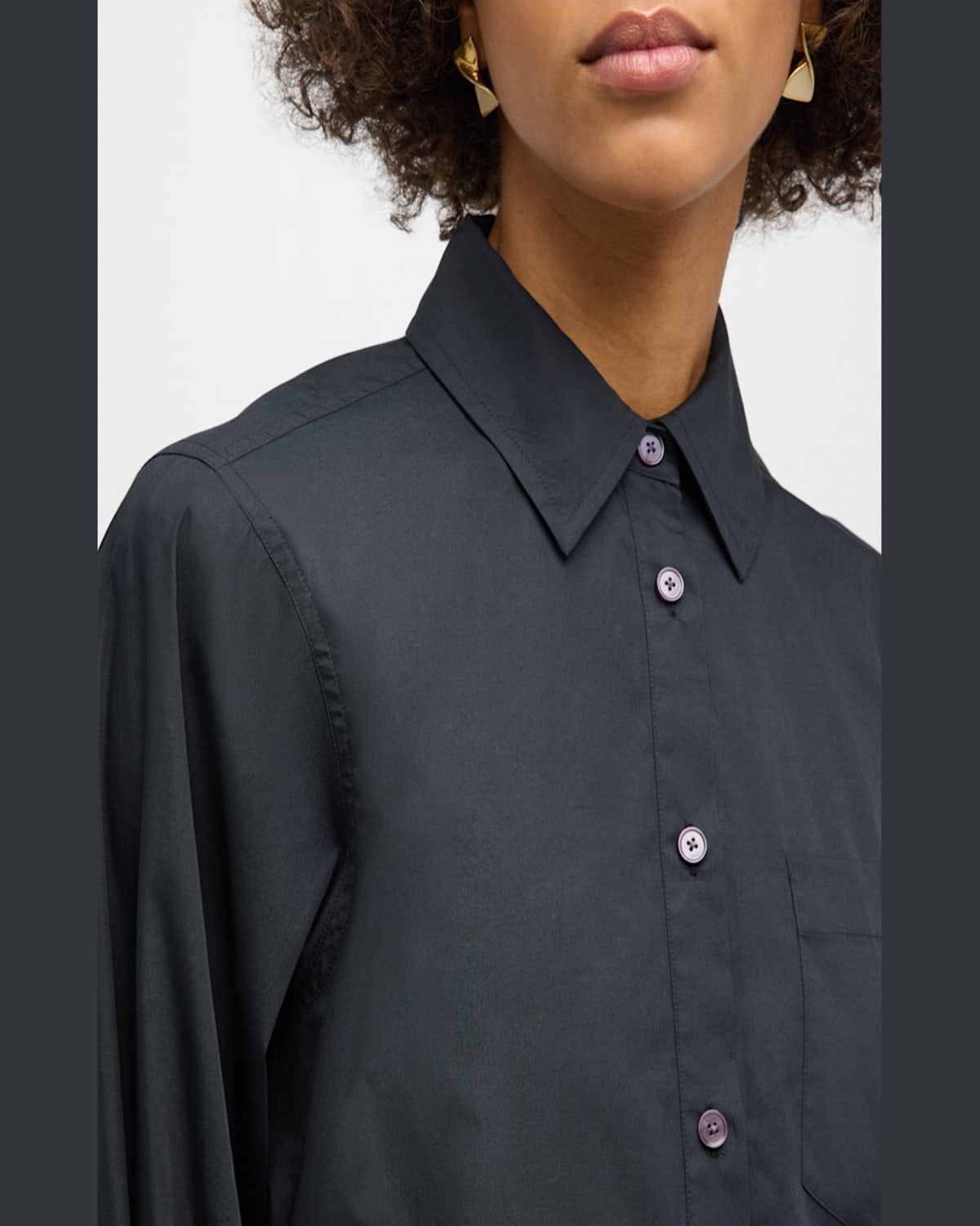 Derek Lam 10 Crosby Women's Boxy High-low Cotton Shirt In Black