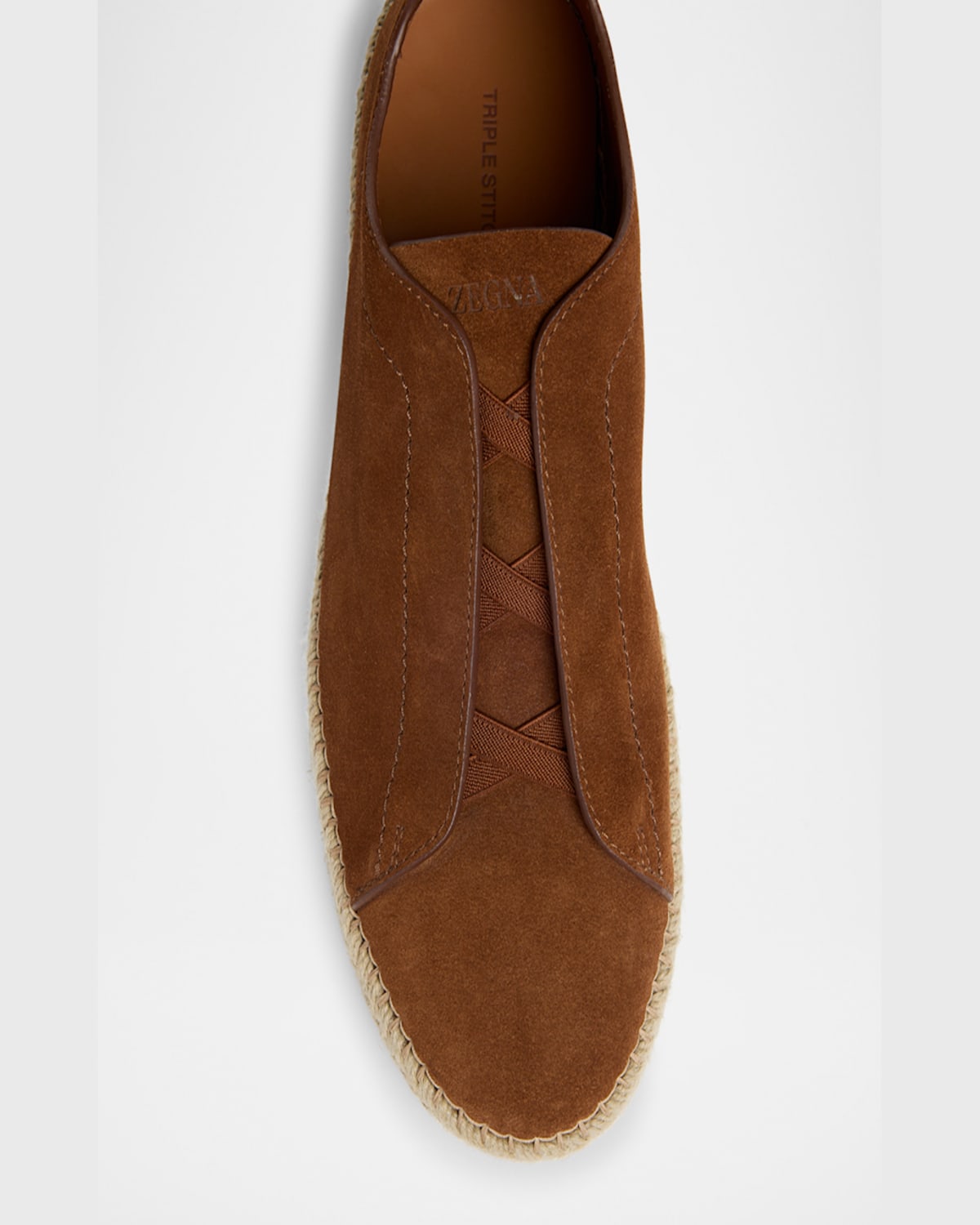 Zegna Triple Stitch Espadrilles En Veau Velours Foliage Foncé In Dark Foliage