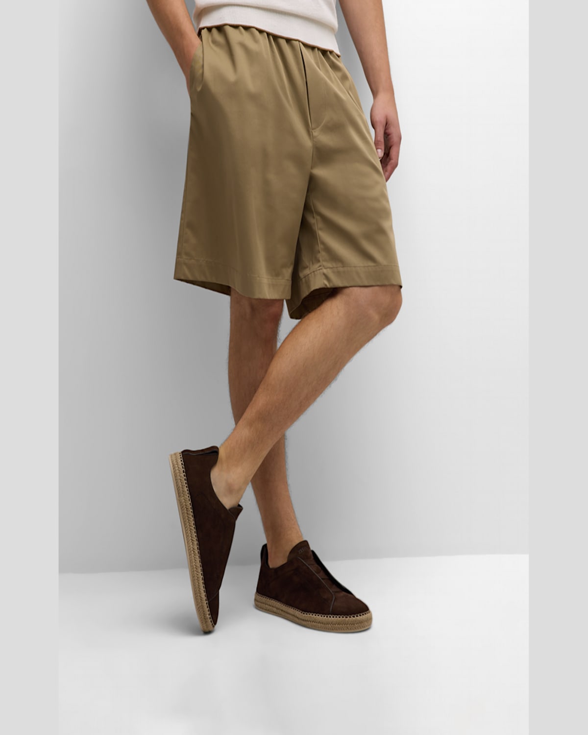 Zegna Triple Stitch Espadrilles En Veau Velours Foliage Foncé In Dark Foliage