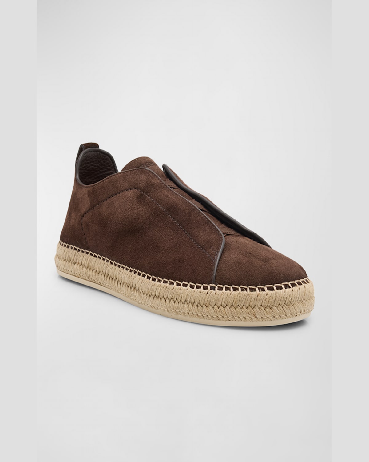 Zegna Triple Stitch Espadrilles En Veau Velours Foliage Foncé In Dark Foliage