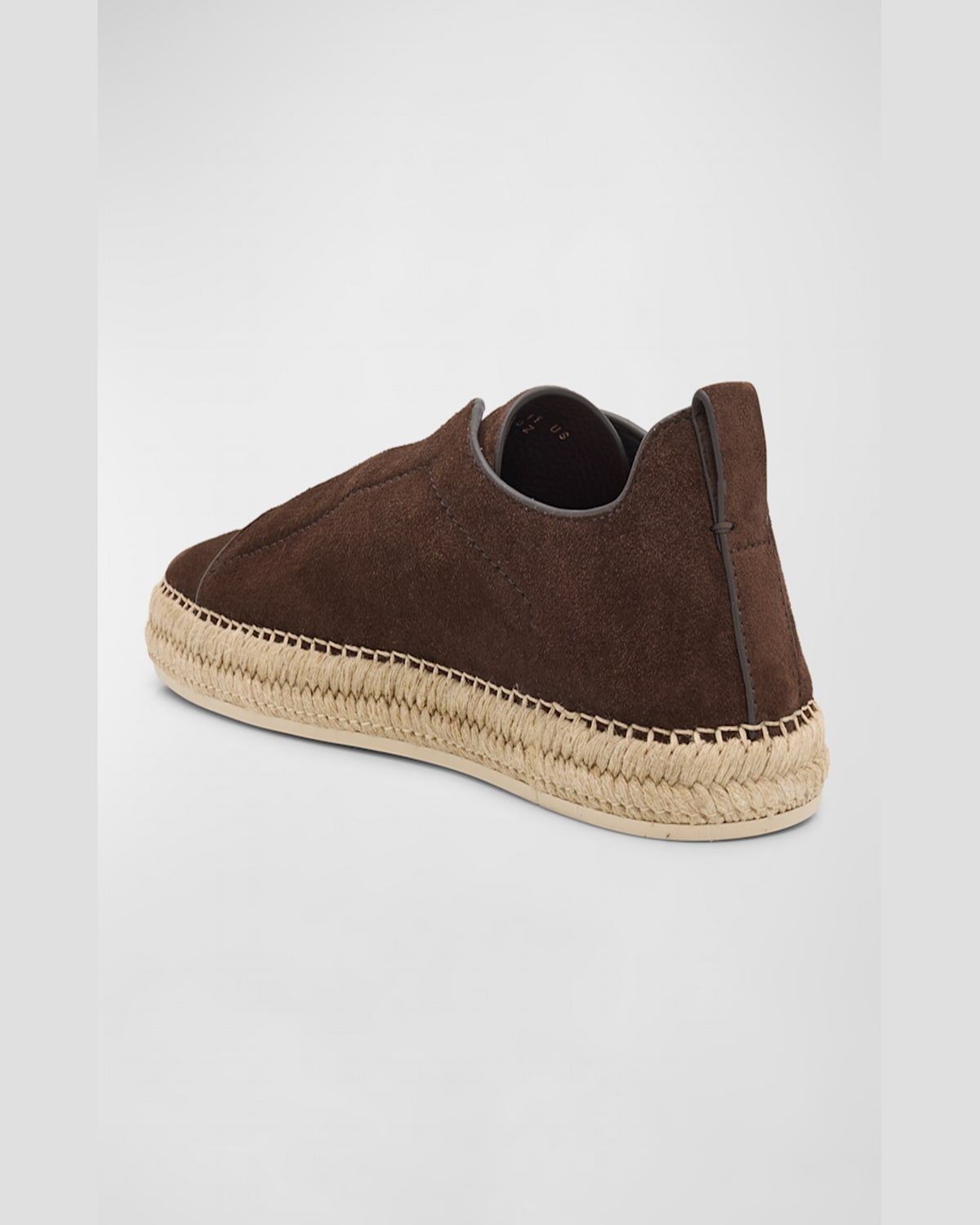 Zegna Triple Stitch Espadrilles En Veau Velours Foliage Foncé In Dark Foliage