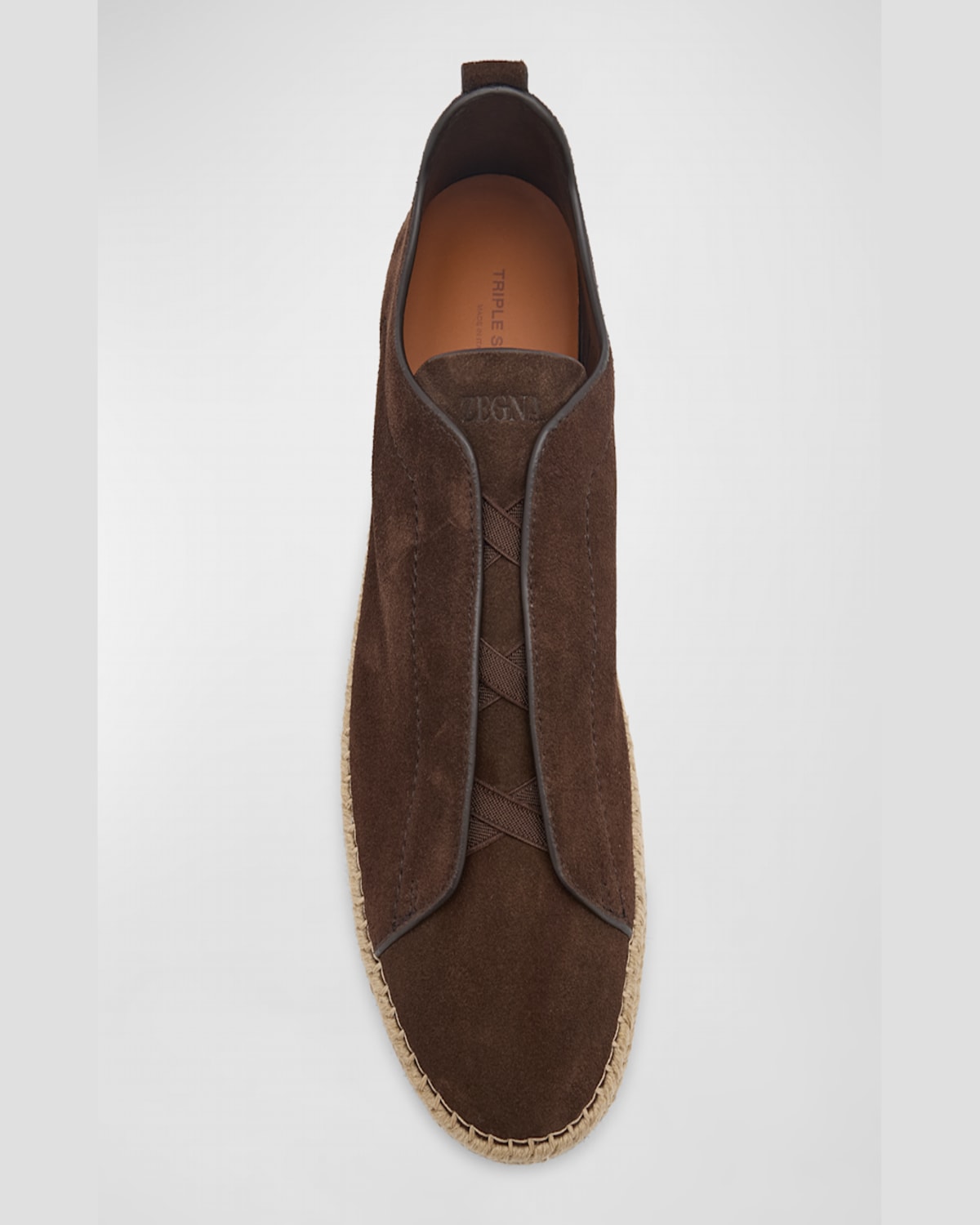 Zegna Triple Stitch Espadrilles En Veau Velours Foliage Foncé In Dark Foliage