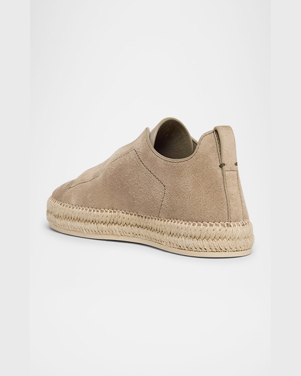 Zegna Triple Stitch Espadrilles En Veau Velours Beiges In Light Natural