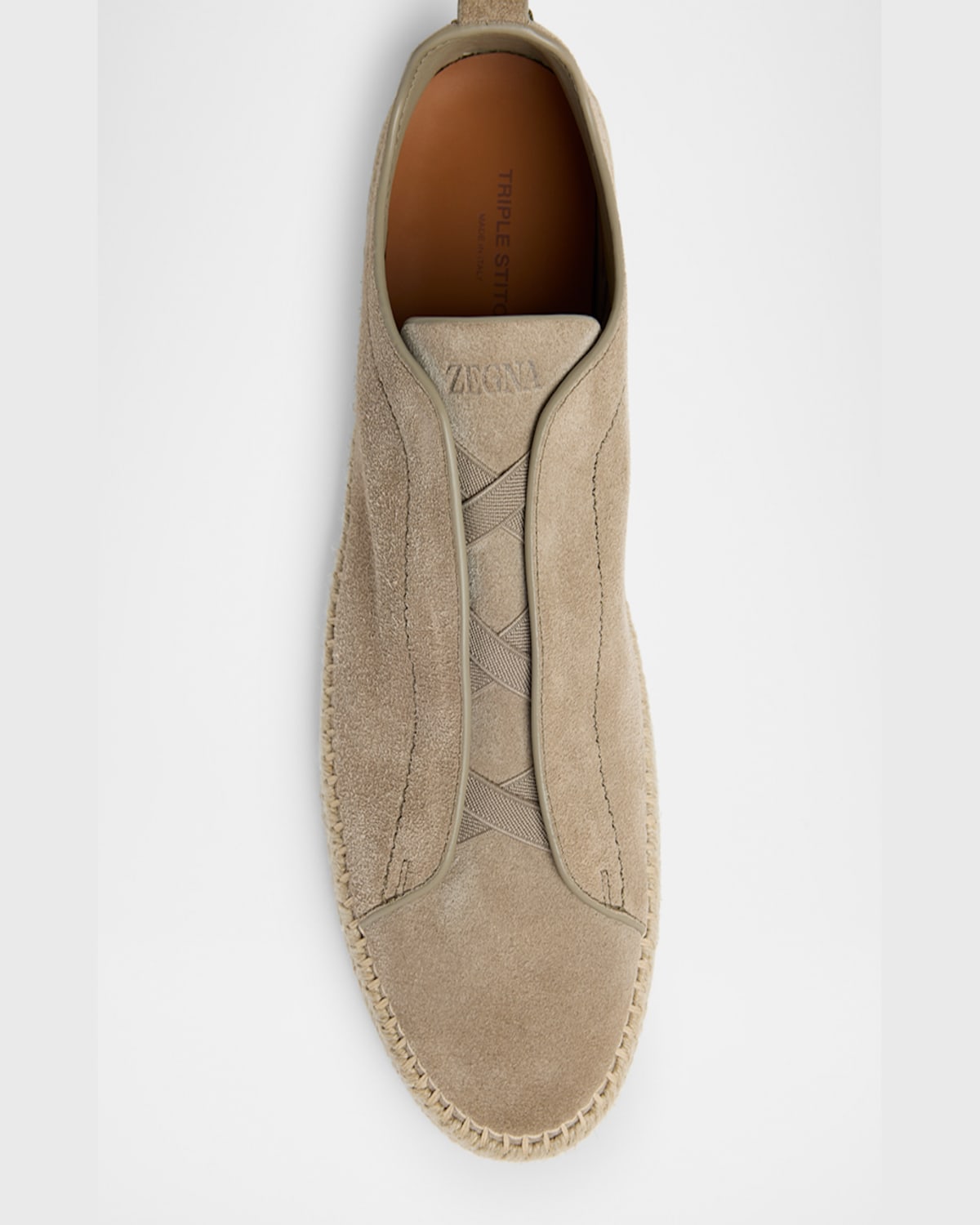 Zegna Triple Stitch Espadrilles En Veau Velours Beiges In Light Natural