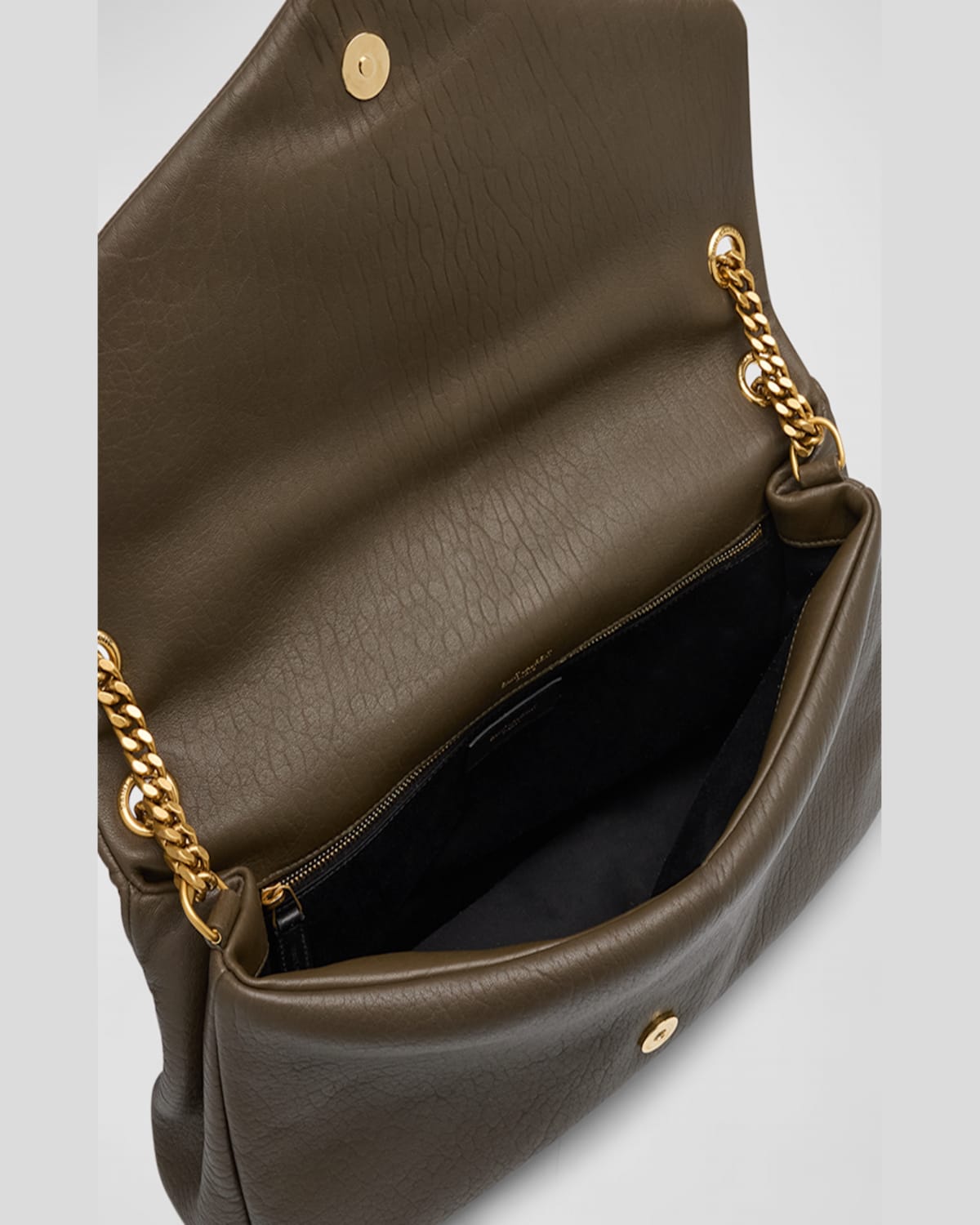 Saint Laurent Calypso Large Ysl Shoulder Bag In Leather In Light Musk