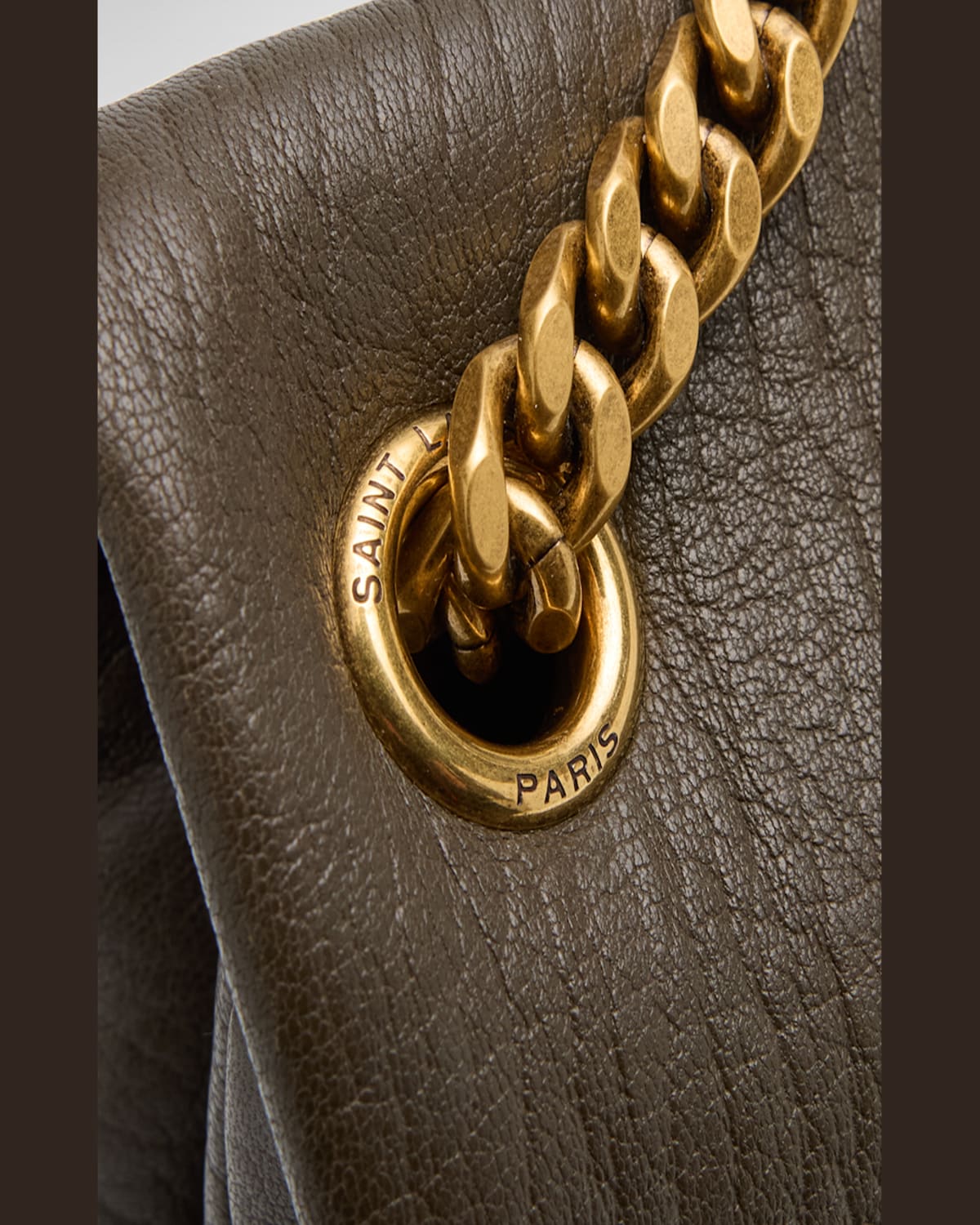 Saint Laurent Calypso Large Ysl Shoulder Bag In Leather In Light Musk