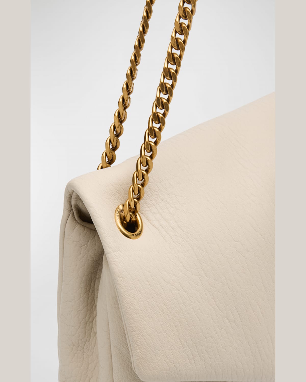 Saint Laurent Calypso Large Ysl Shoulder Bag In Leather In Crema Soft