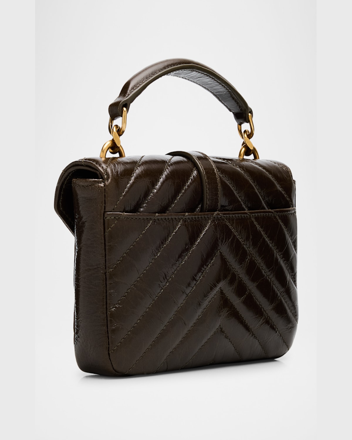 Saint Laurent College Mini Ysl Quilted Crossbody Bag In Light Musk