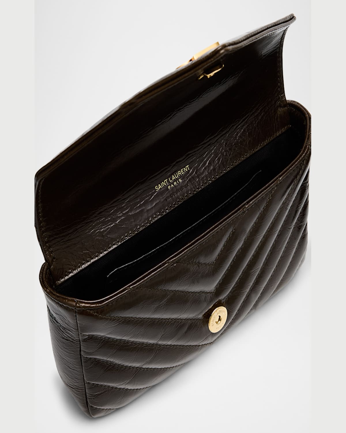 Saint Laurent College Mini Ysl Quilted Crossbody Bag In Light Musk
