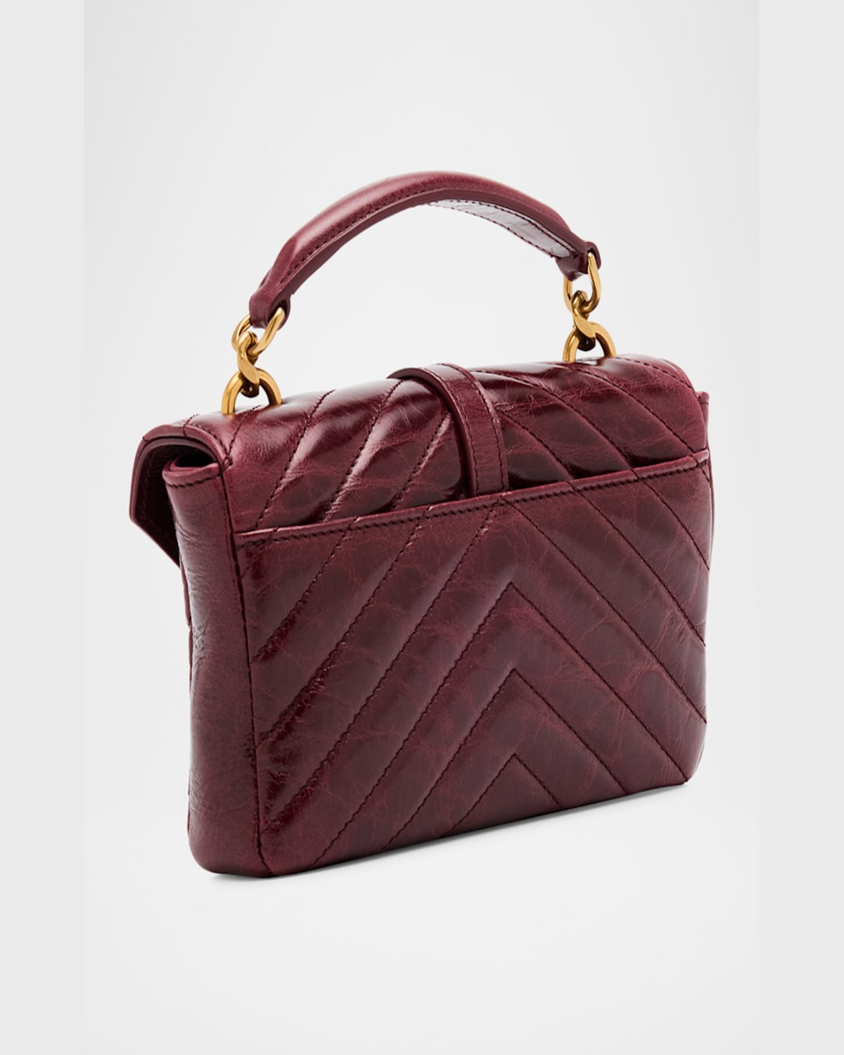 Saint Laurent College Mini Ysl Quilted Crossbody Bag In Rouge Cabernet