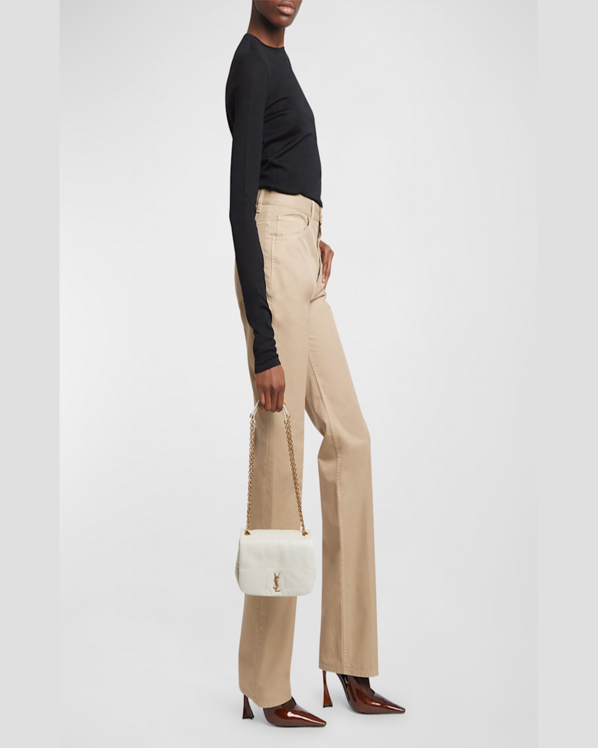 Saint Laurent Jamie 4.3 Mini Patchwork Leather Shoulder Bag In Crema Soft