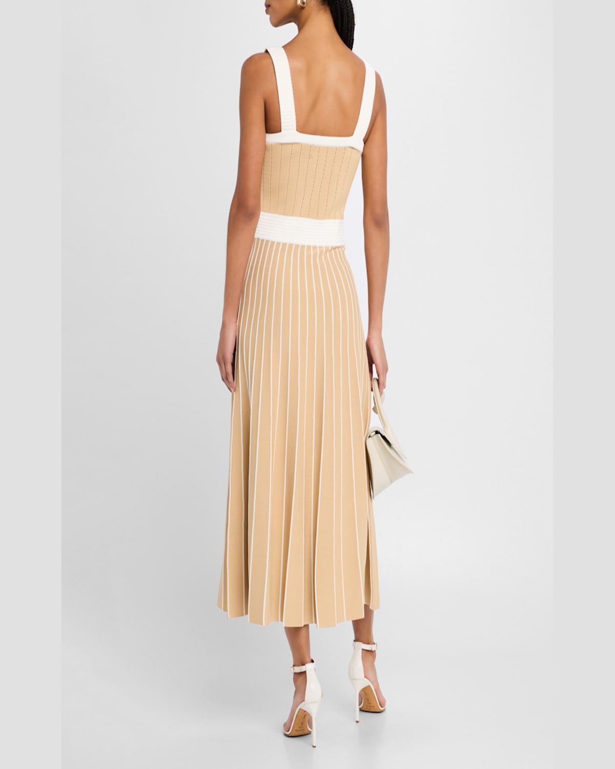 Cara Cara Aurora Fit & Flare Sleeveless Knit Midi Dress In Tan Ivory