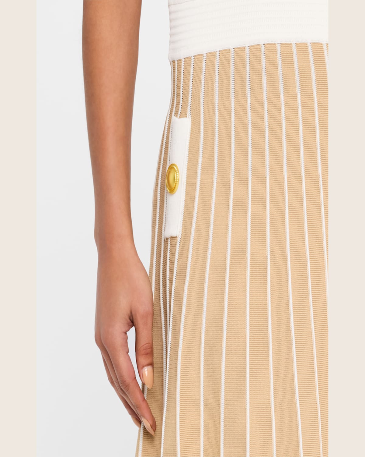 Cara Cara Aurora Fit & Flare Sleeveless Knit Midi Dress In Tan Ivory