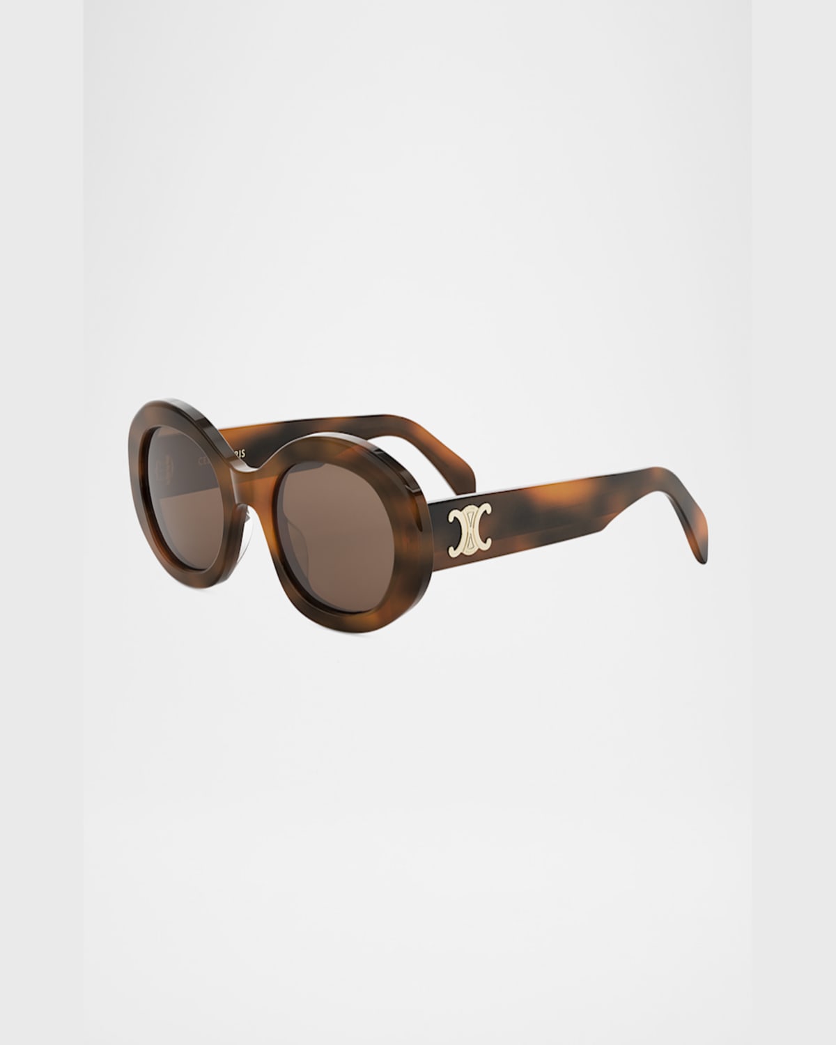 Celine Triomphe Acetate Oval Sunglasses In Blonde Havana Brown