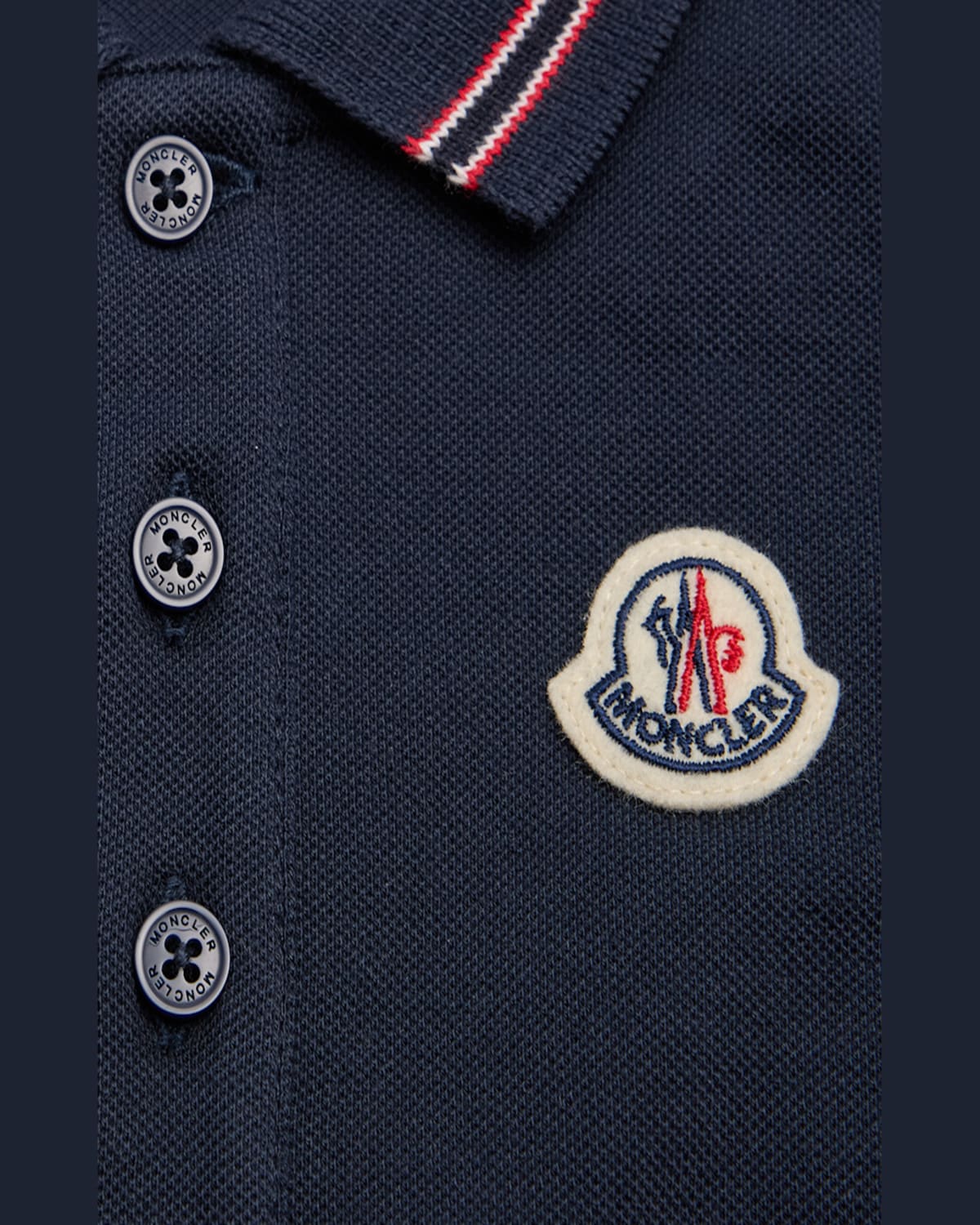 Moncler Boy's Logo Polo Playsuit In Very Navy