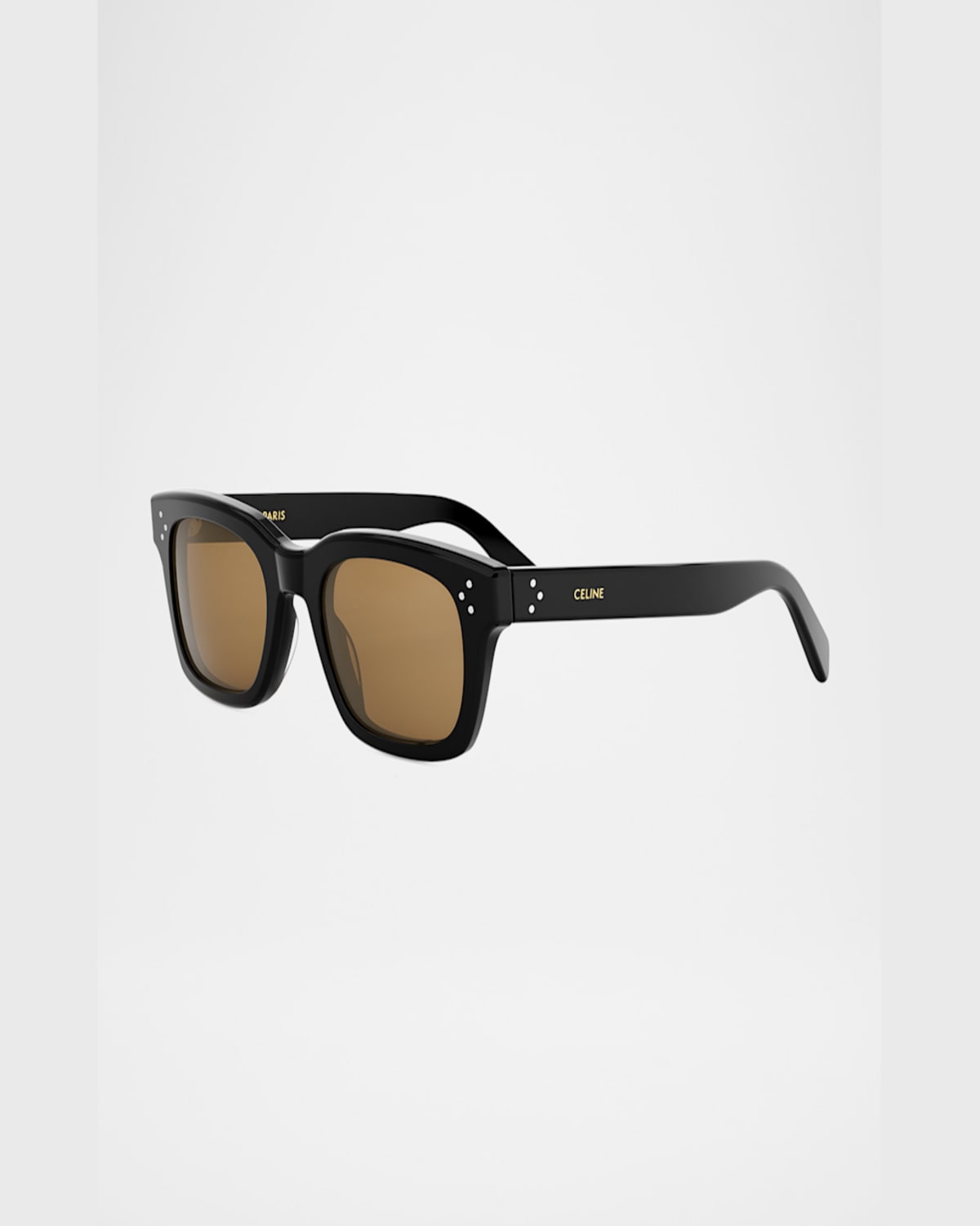 Celine Men's Bold 3-dots Nylon Rectangle Sunglasses In Shiny Black Roviex