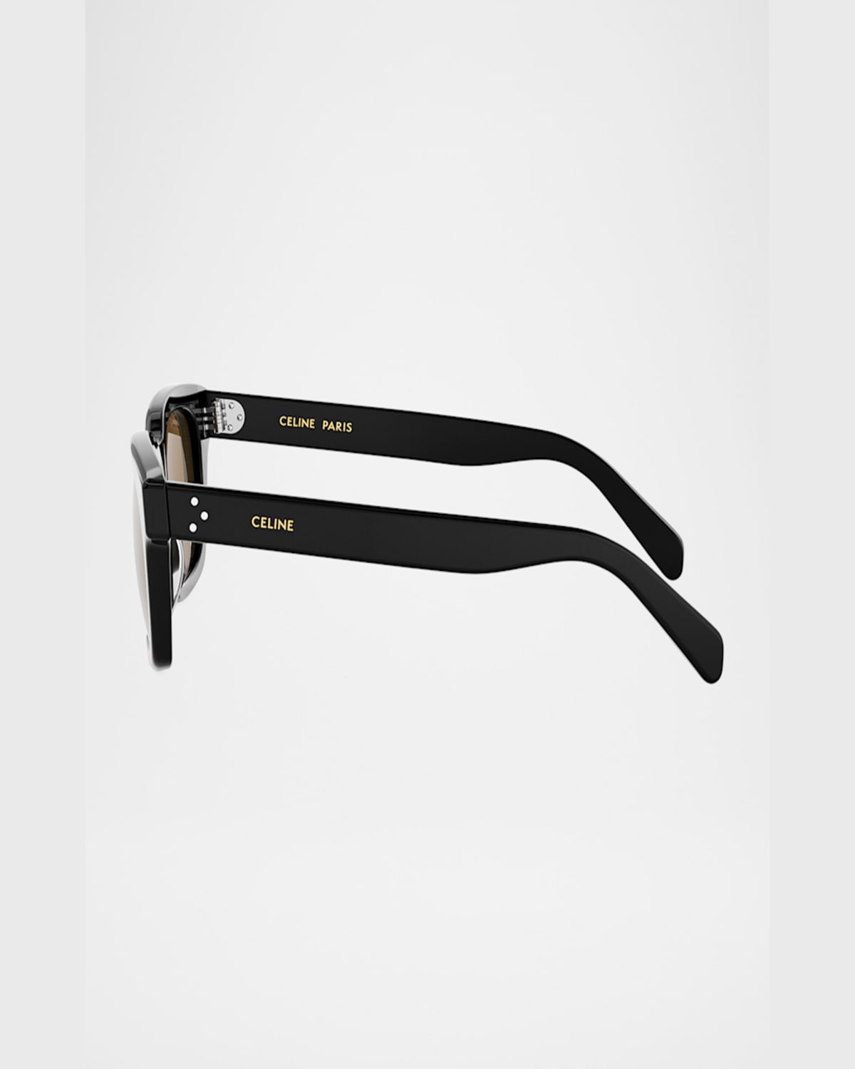 Celine Men's Bold 3-dots Nylon Rectangle Sunglasses In Shiny Black Roviex