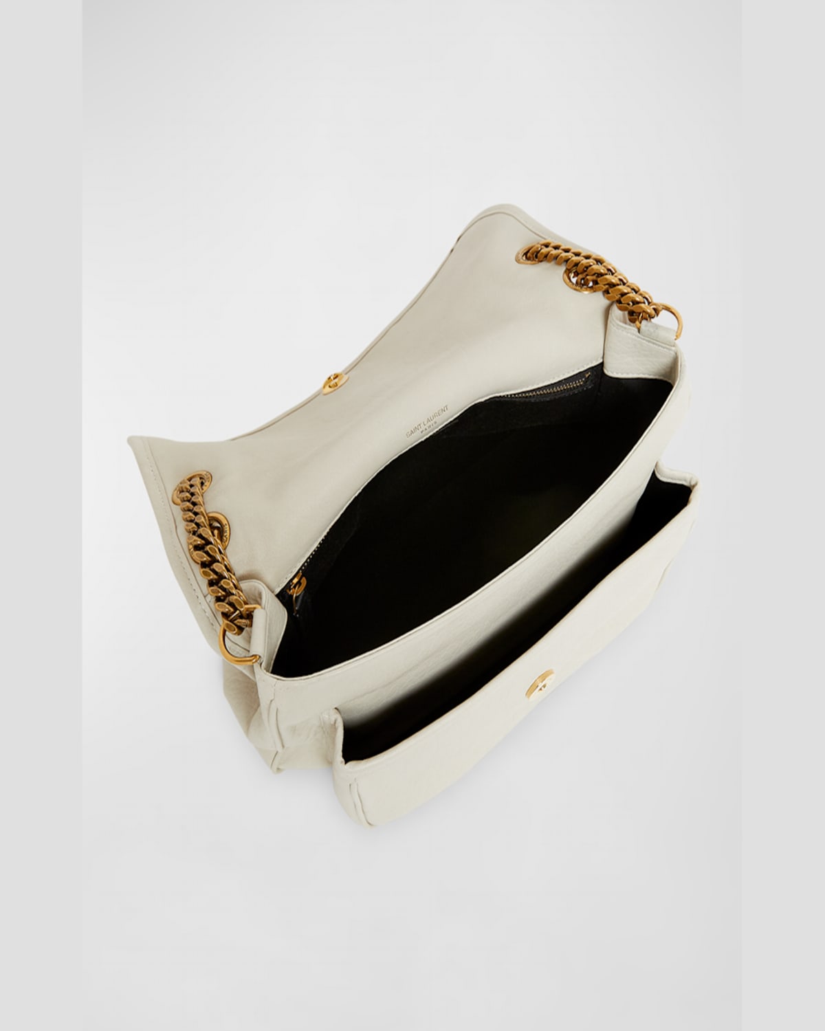 Saint Laurent Niki Medium Ysl Leather Shoulder Bag In Crema Soft