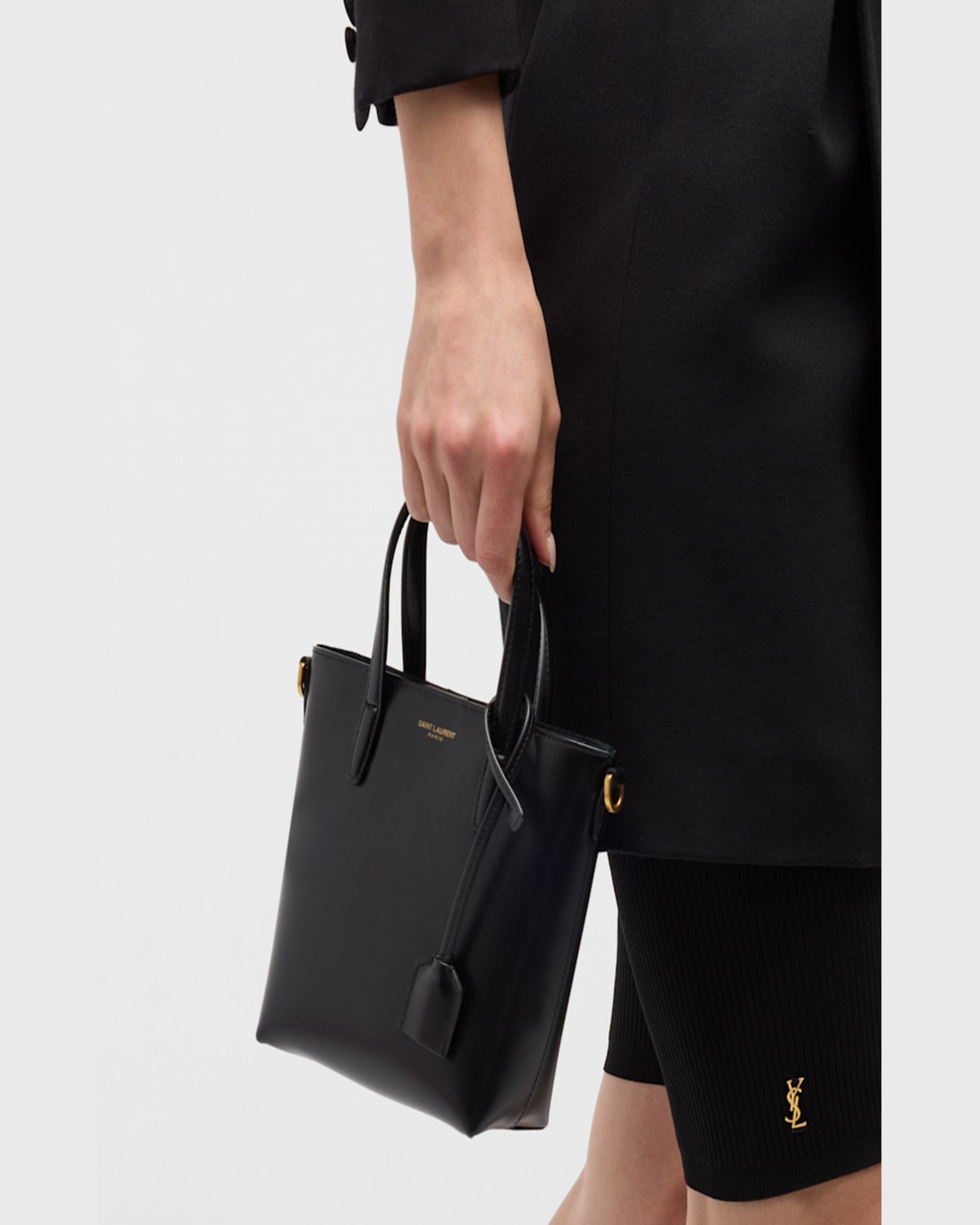 Saint Laurent Toy Leather Shopping Tote Bag In Black