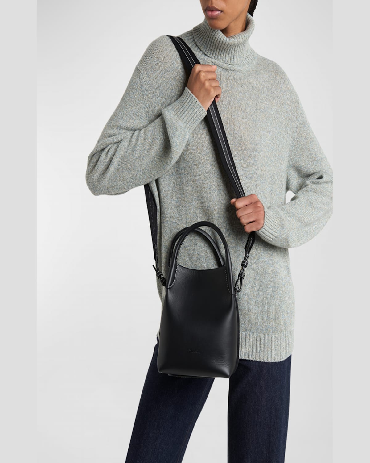 Loro Piana Bale Leather Top-handle Bag In Blacksun