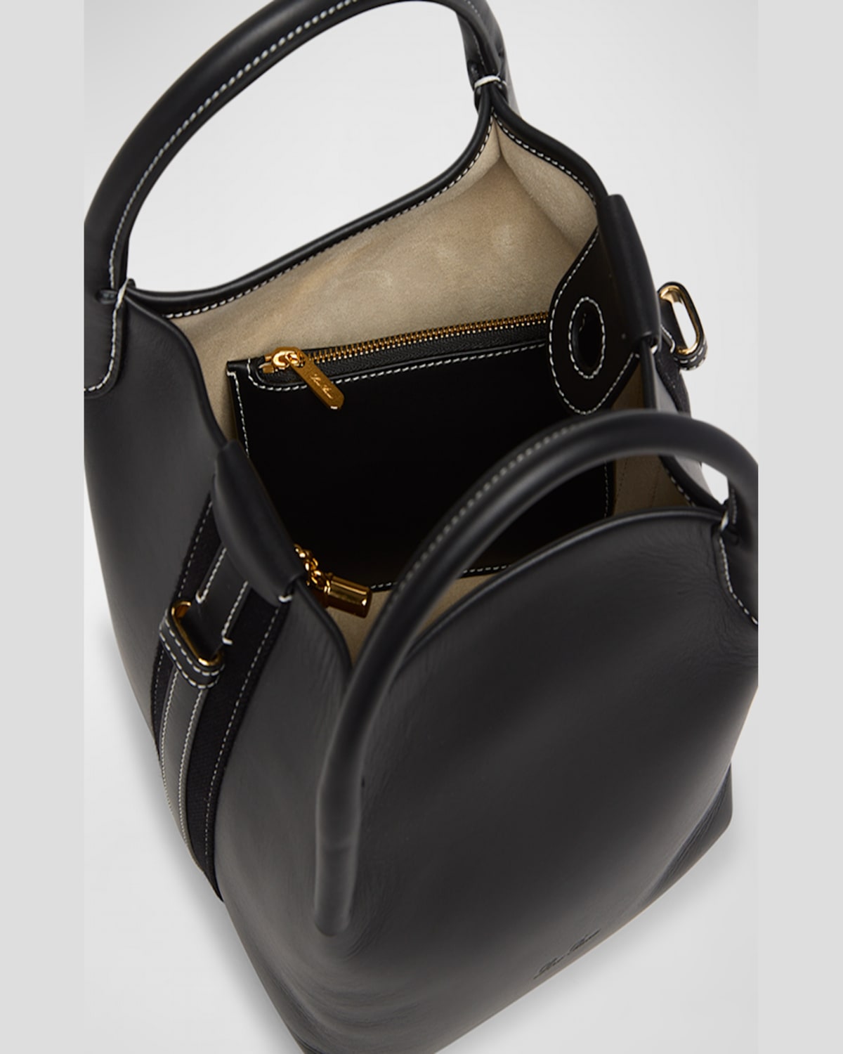 Loro Piana Bale Leather Top-handle Bag In Blacksun