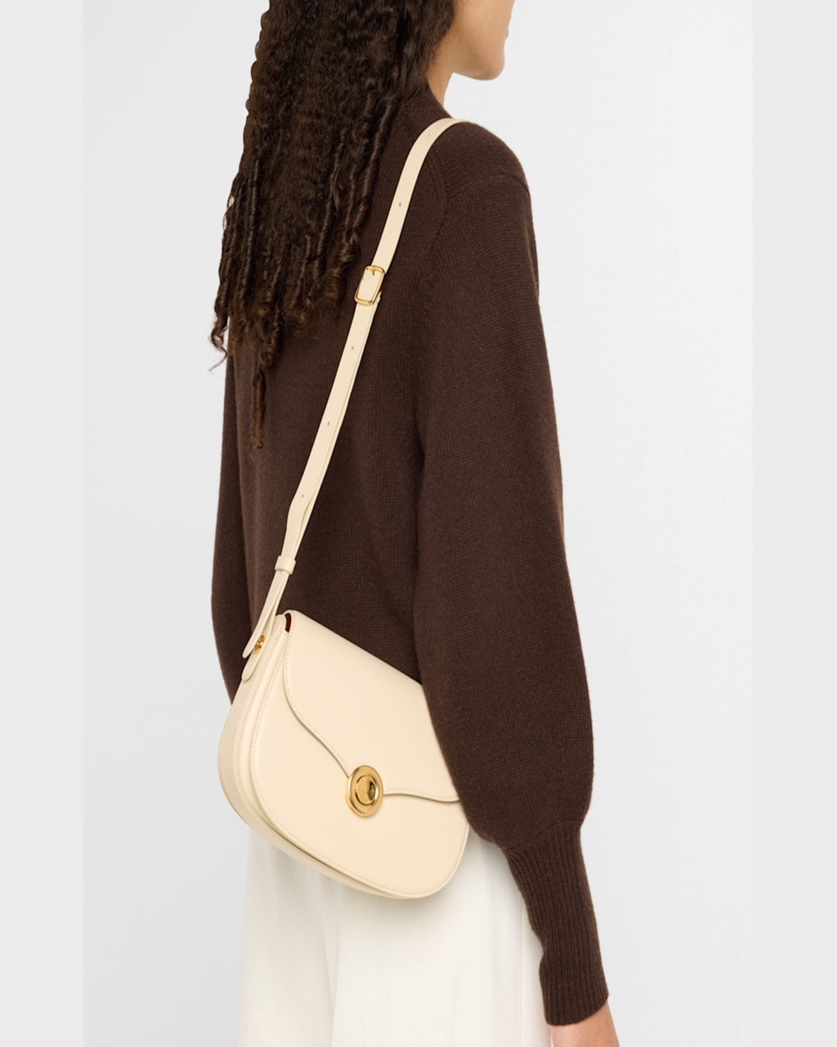 Loro Piana Ghiera Small Leather Crossbody Bag In Sunday Morning