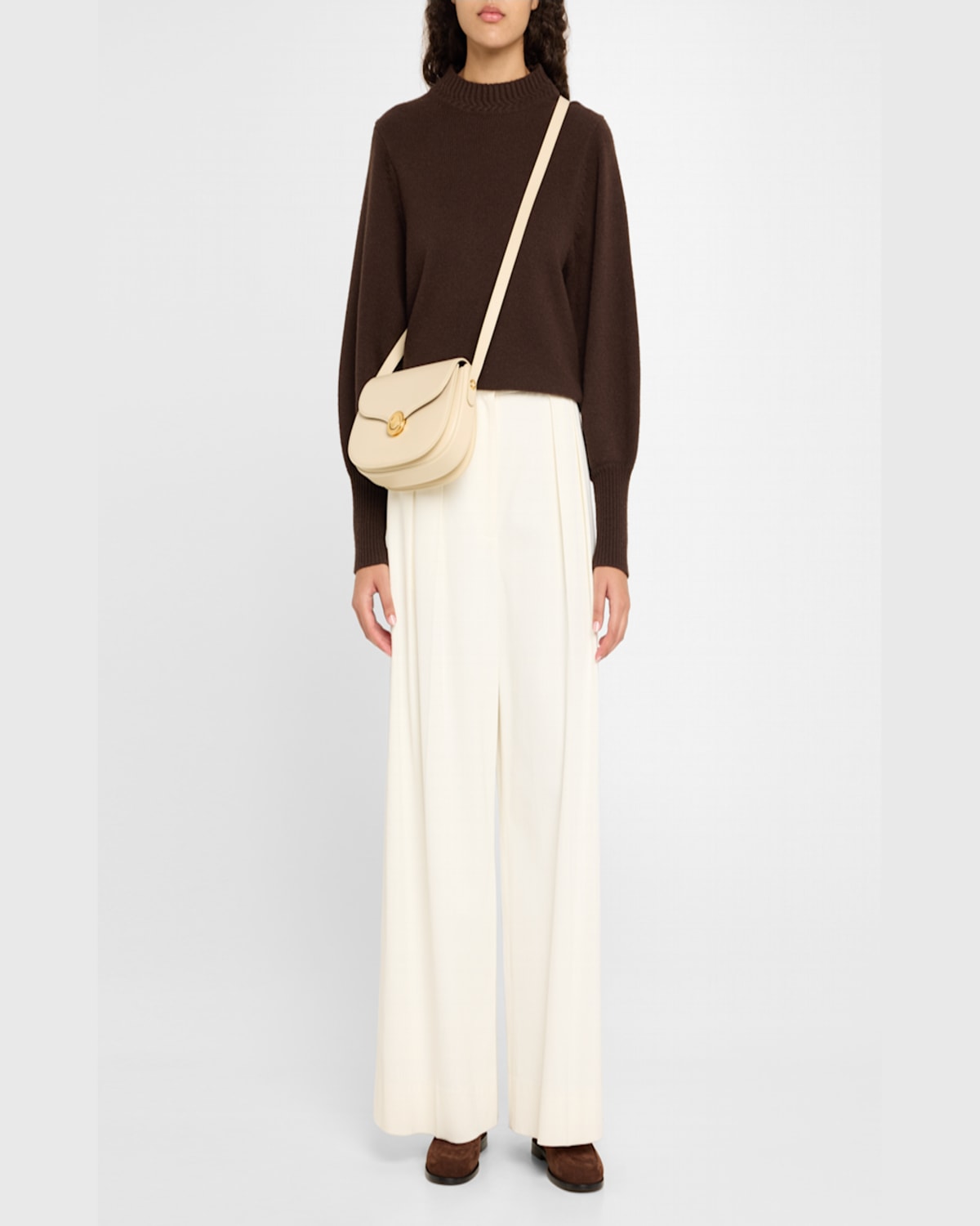 Loro Piana Ghiera Small Leather Crossbody Bag In Sunday Morning