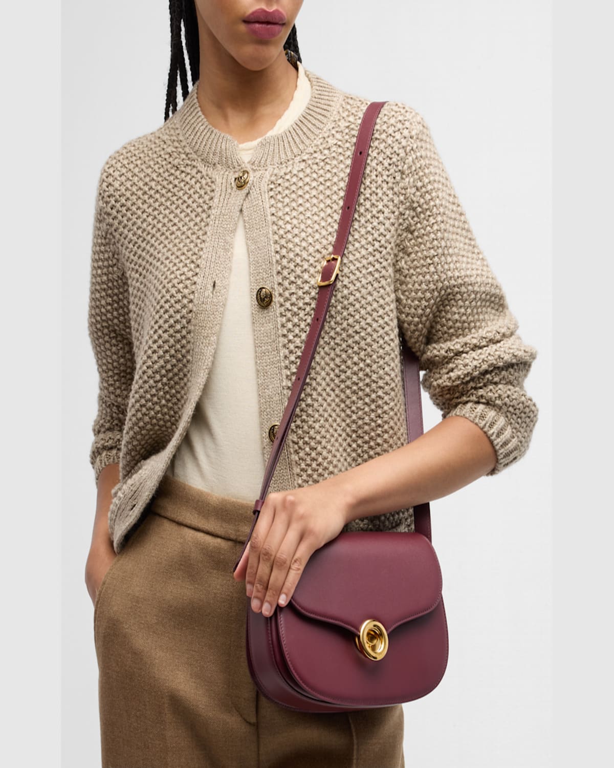 Loro Piana Ghiera Small Leather Crossbody Bag In Azuki